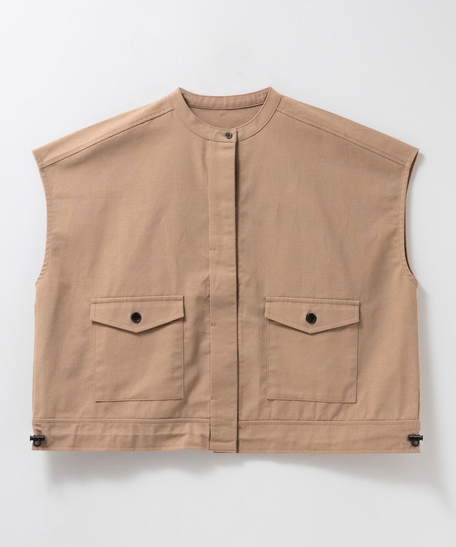 マックハウス Mac-House リネンライクノーカラージャケット (ベージュ) ベージュ