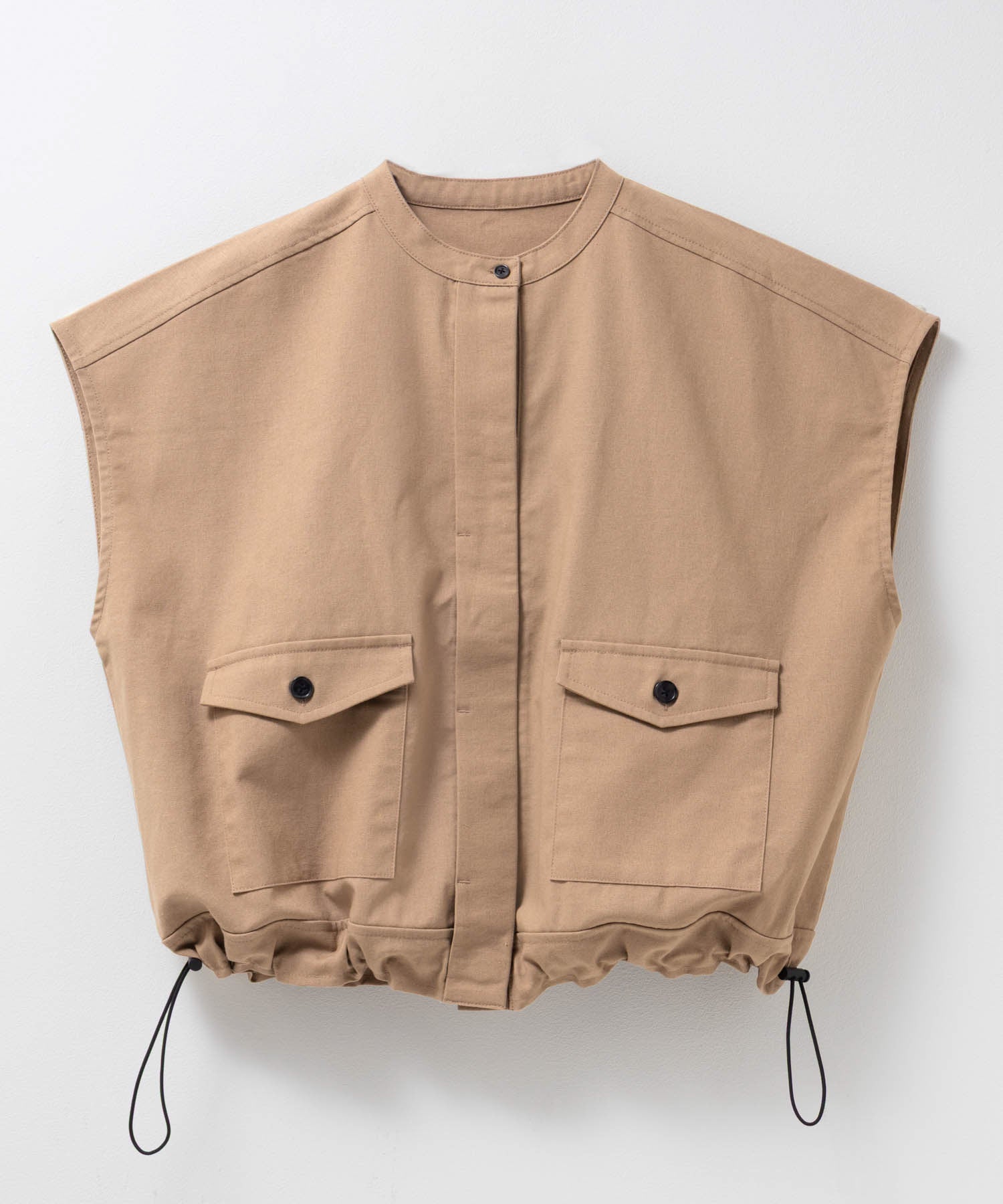 マックハウス Mac-House リネンライクノーカラージャケット (ベージュ) ベージュ