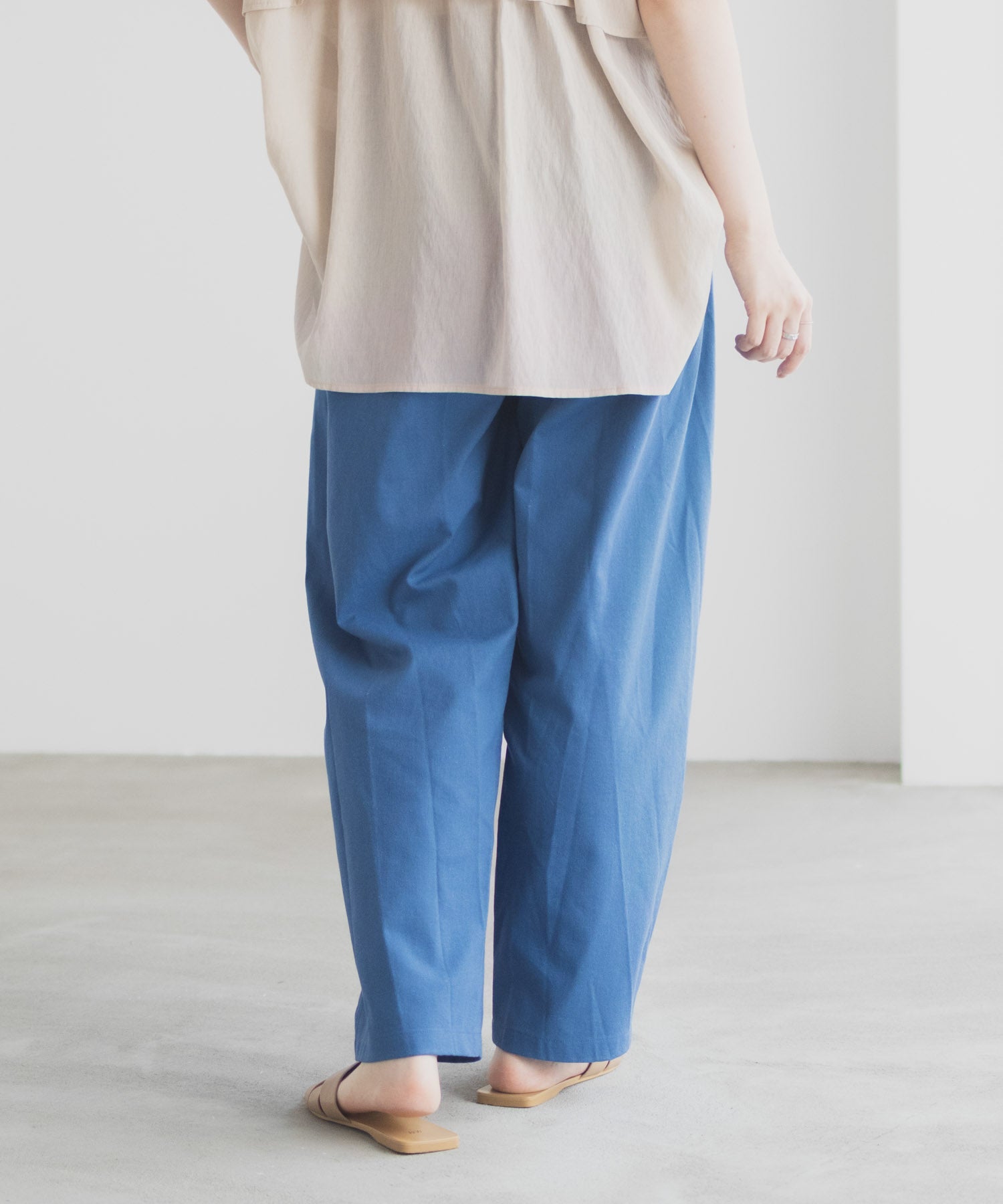 マックハウス Mac-House リネンライクドロストテーパードパンツ (ベージュ) ベージュ