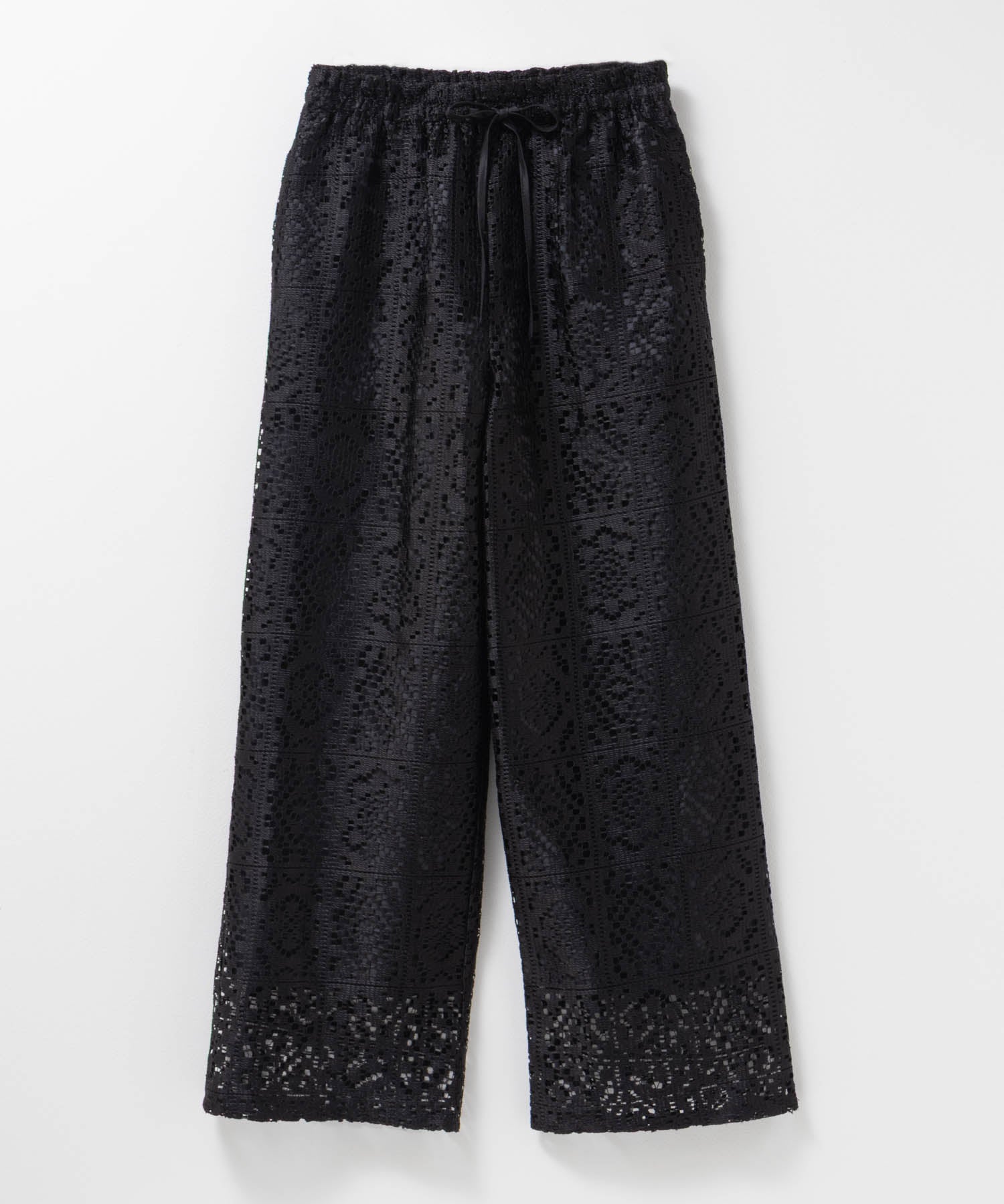 マックハウス Mac-House クロシェライクレースイージーパンツ (ブラック) ブラック