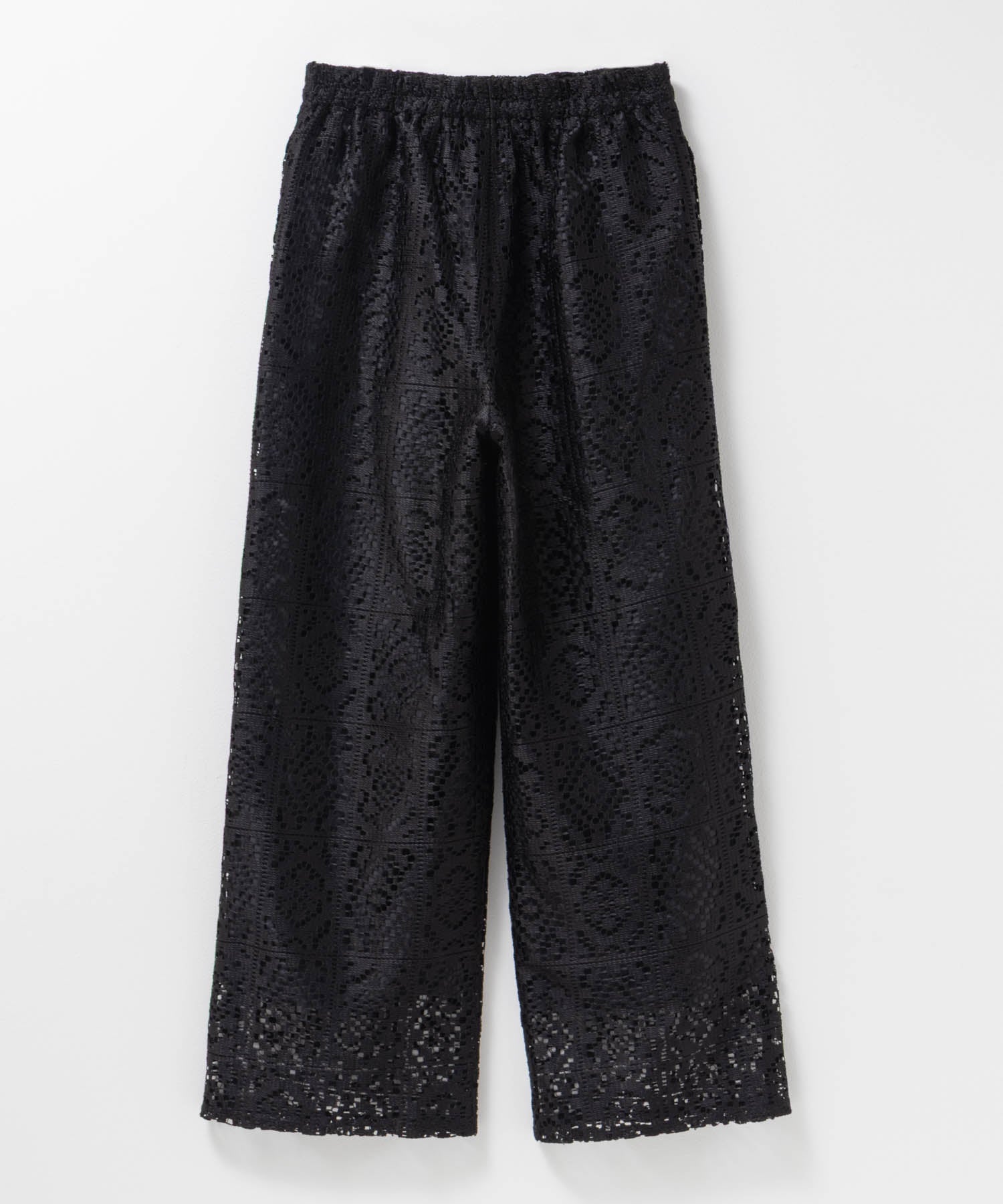 マックハウス Mac-House クロシェライクレースイージーパンツ (ブラック) ブラック