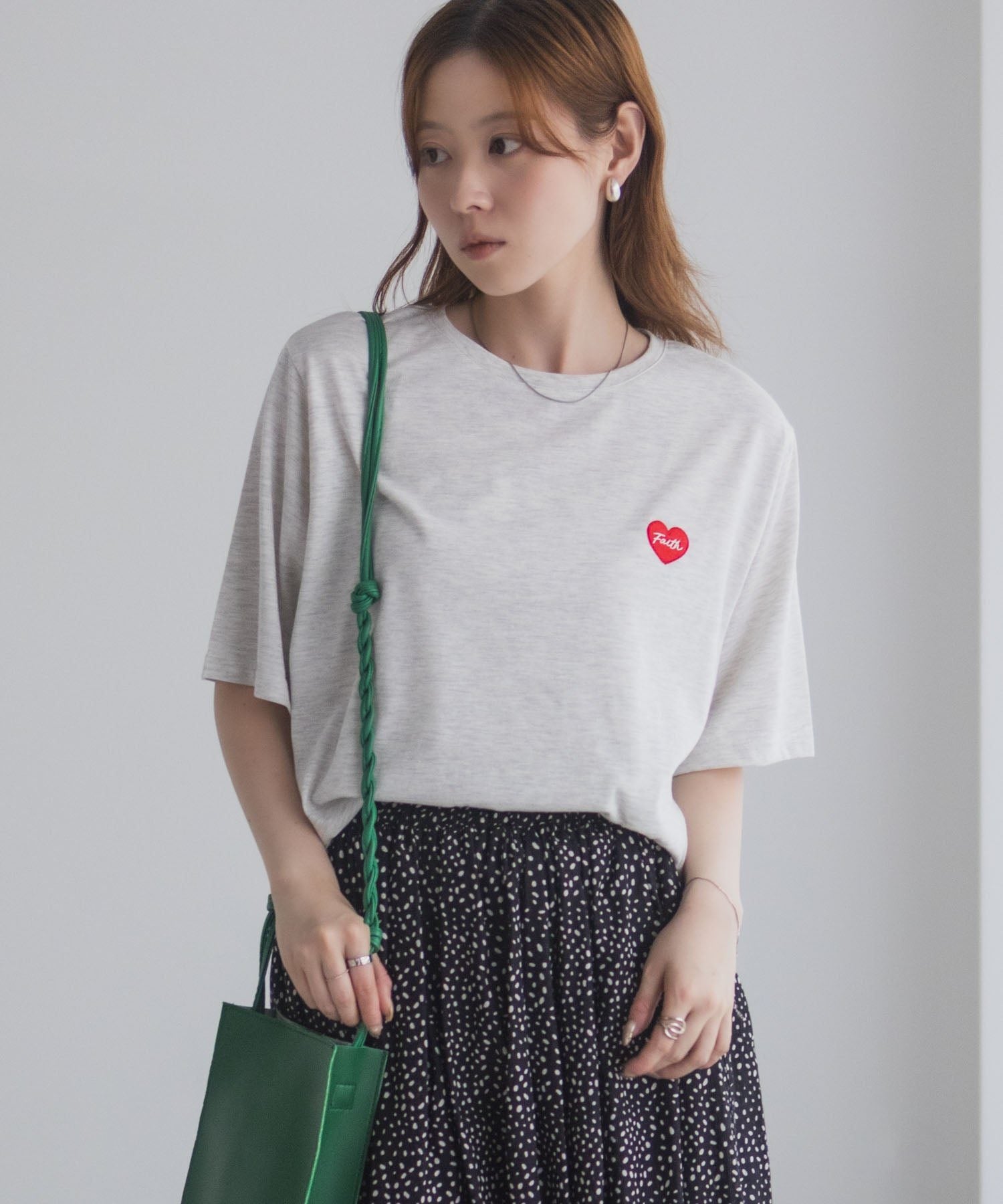 マックハウス Mac-House ハート刺繍Tシャツ (ホワイト) ホワイト