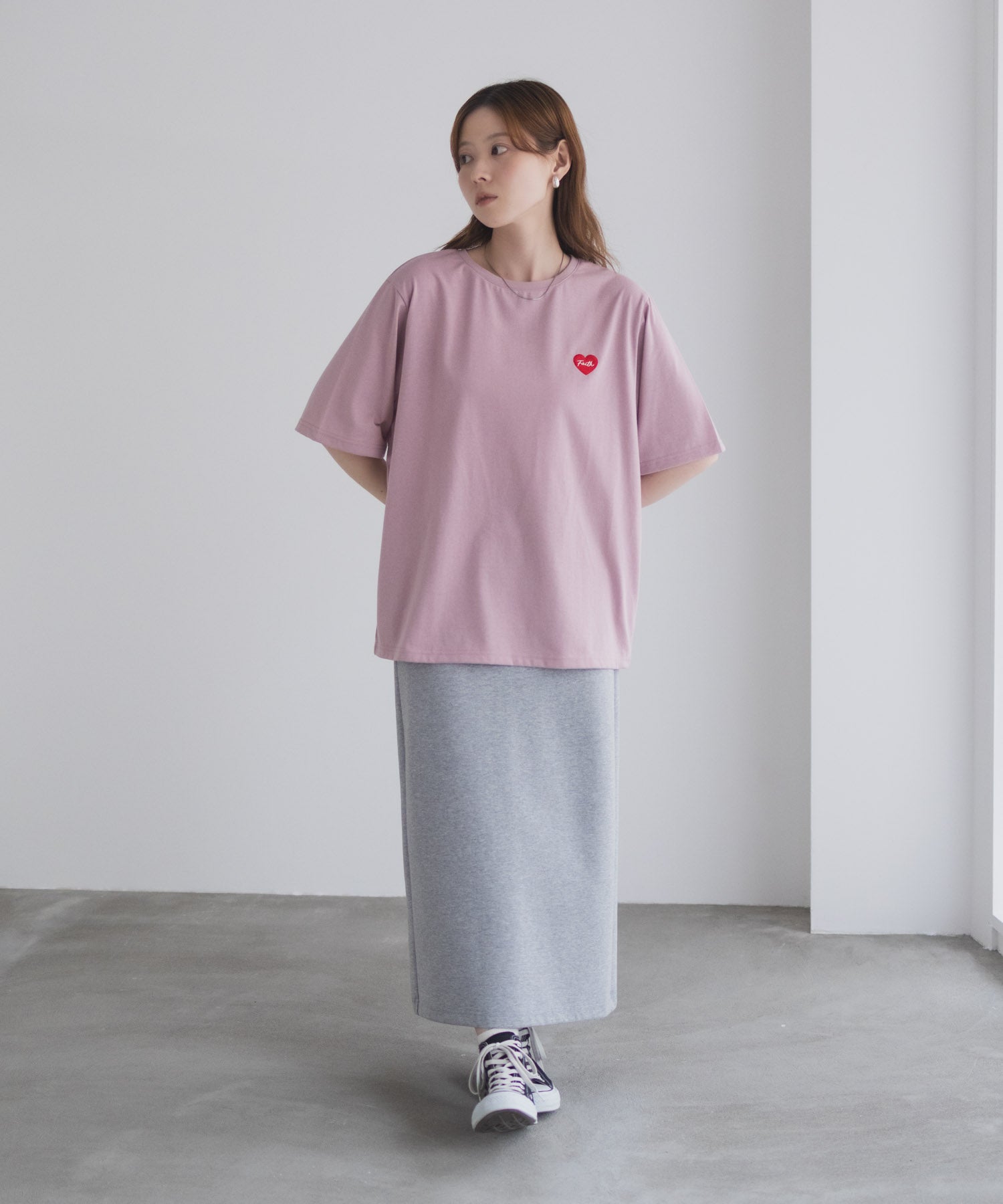 マックハウス Mac-House ハート刺繍Tシャツ (ホワイト) ホワイト