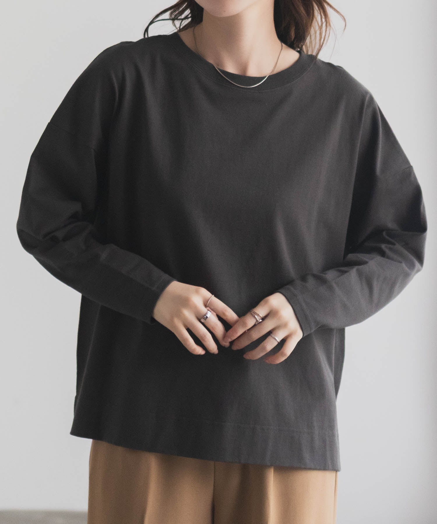 マックハウス Mac-House nAvy エブリーT 裾スリット長袖Tシャツ (オートミール) オートミール