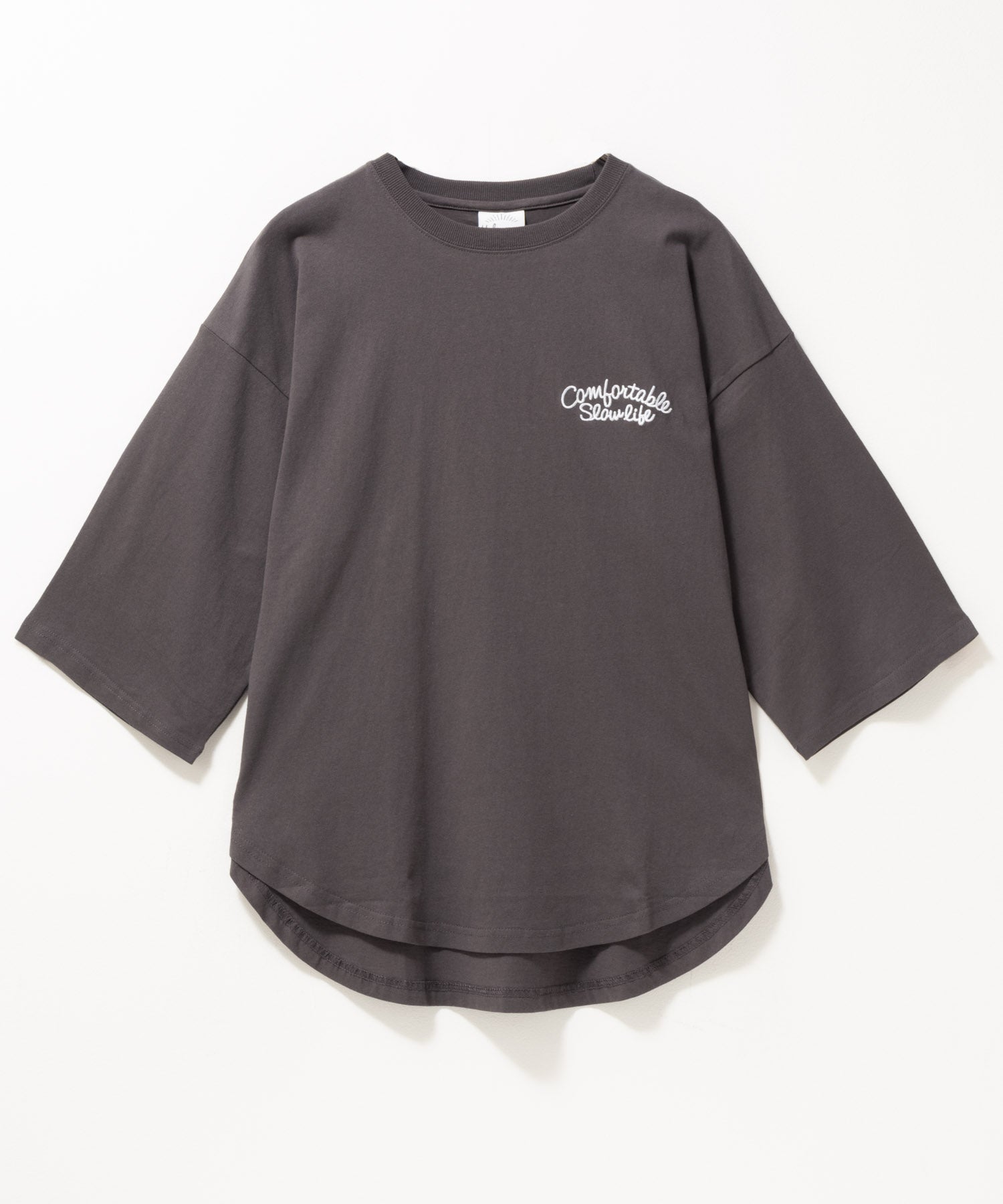 マックハウス Mac-House 刺繍ラウンドビッグ7分袖Tシャツ (グリーン) グリーン