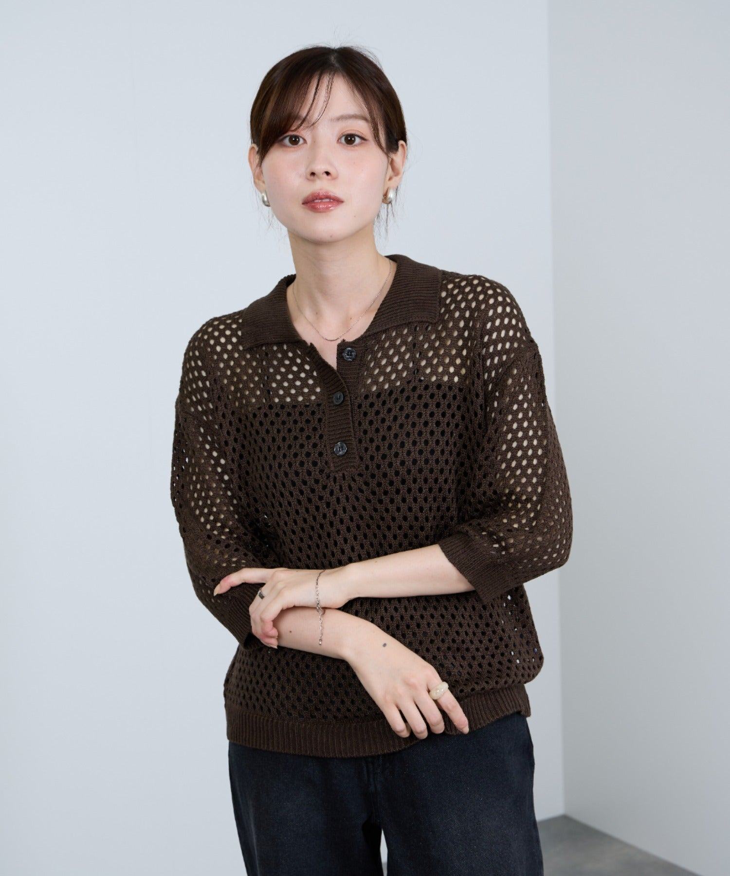 マックハウス Mac-House メッシュニットポロシャツ (ブラック) ブラック