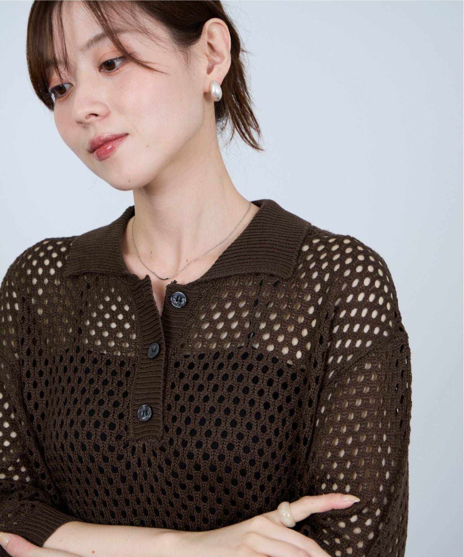 マックハウス Mac-House メッシュニットポロシャツ (ブラック) ブラック