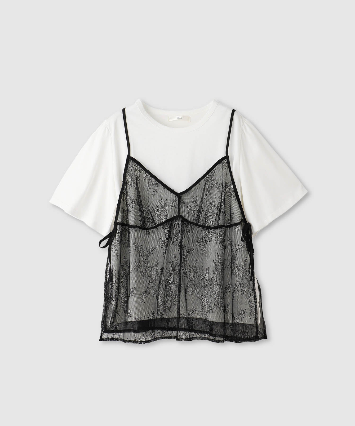 マックハウス Mac-House Tシャツ×レースキャミソールセット (ブラック柄) ブラック柄