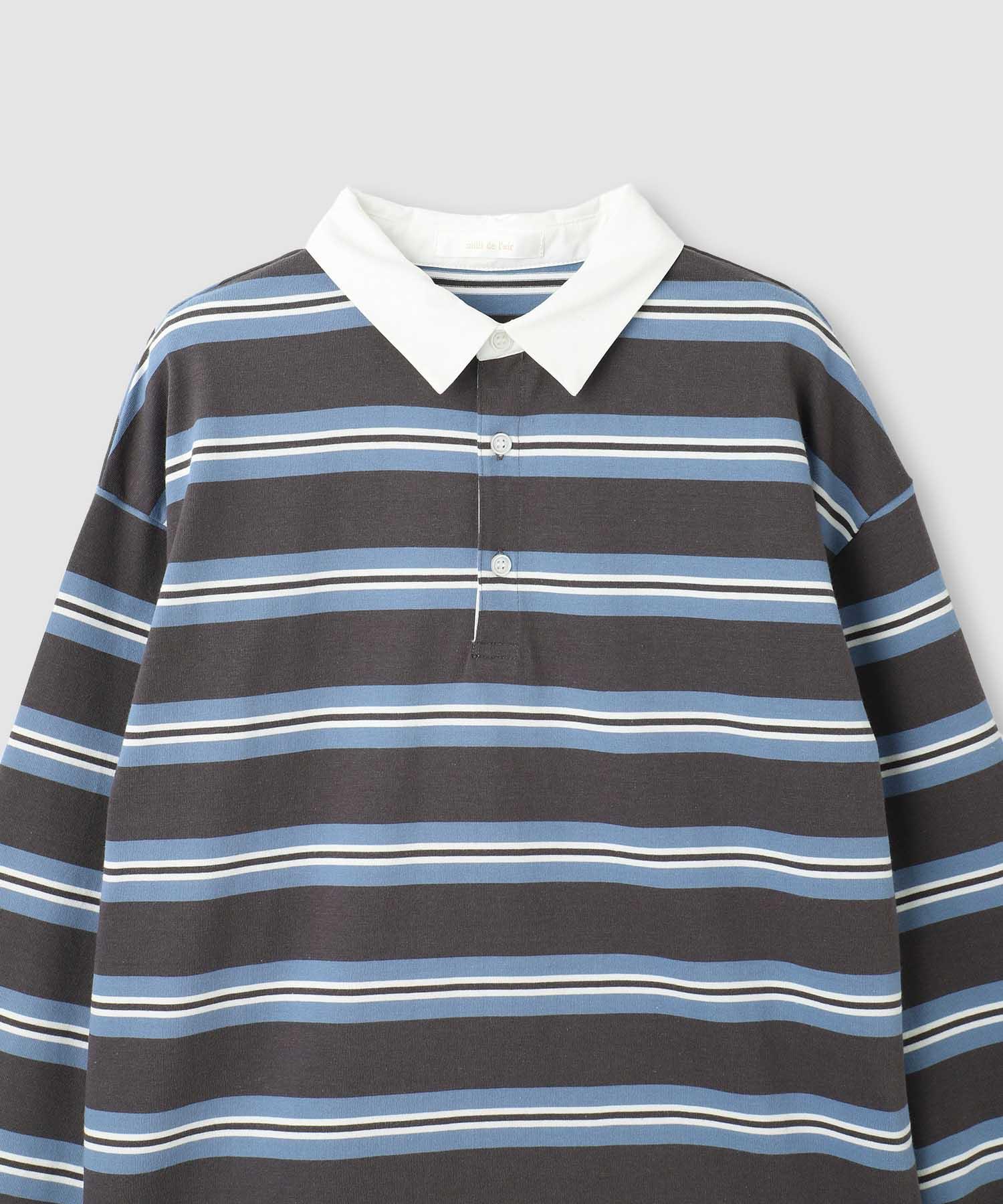 マックハウス Mac-House イレギュラーボーダーラガーシャツ (ダークグレー) ダークグレー