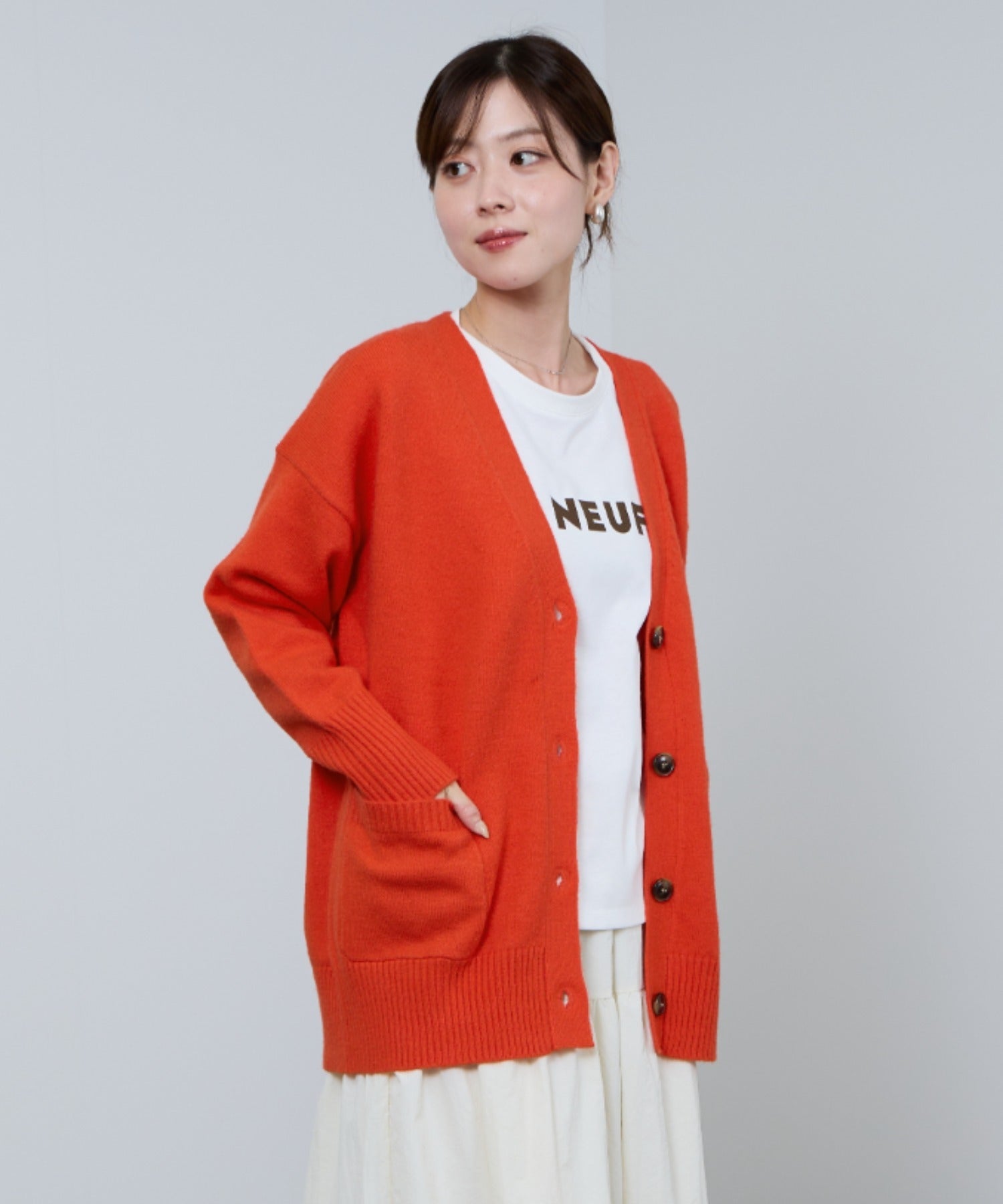 マックハウス Mac-House nAvy もちり もちもち 洗えるニット Vネックカーディガン (チャコール) チャコール