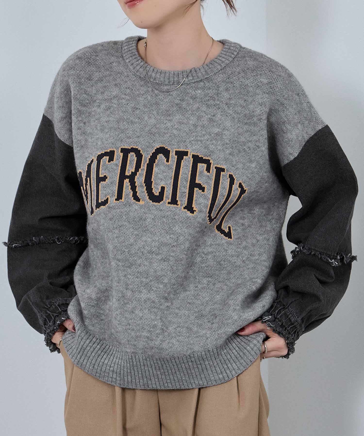 ニット/セーター MAC Mac-House Navy Knit × Denim Pullover