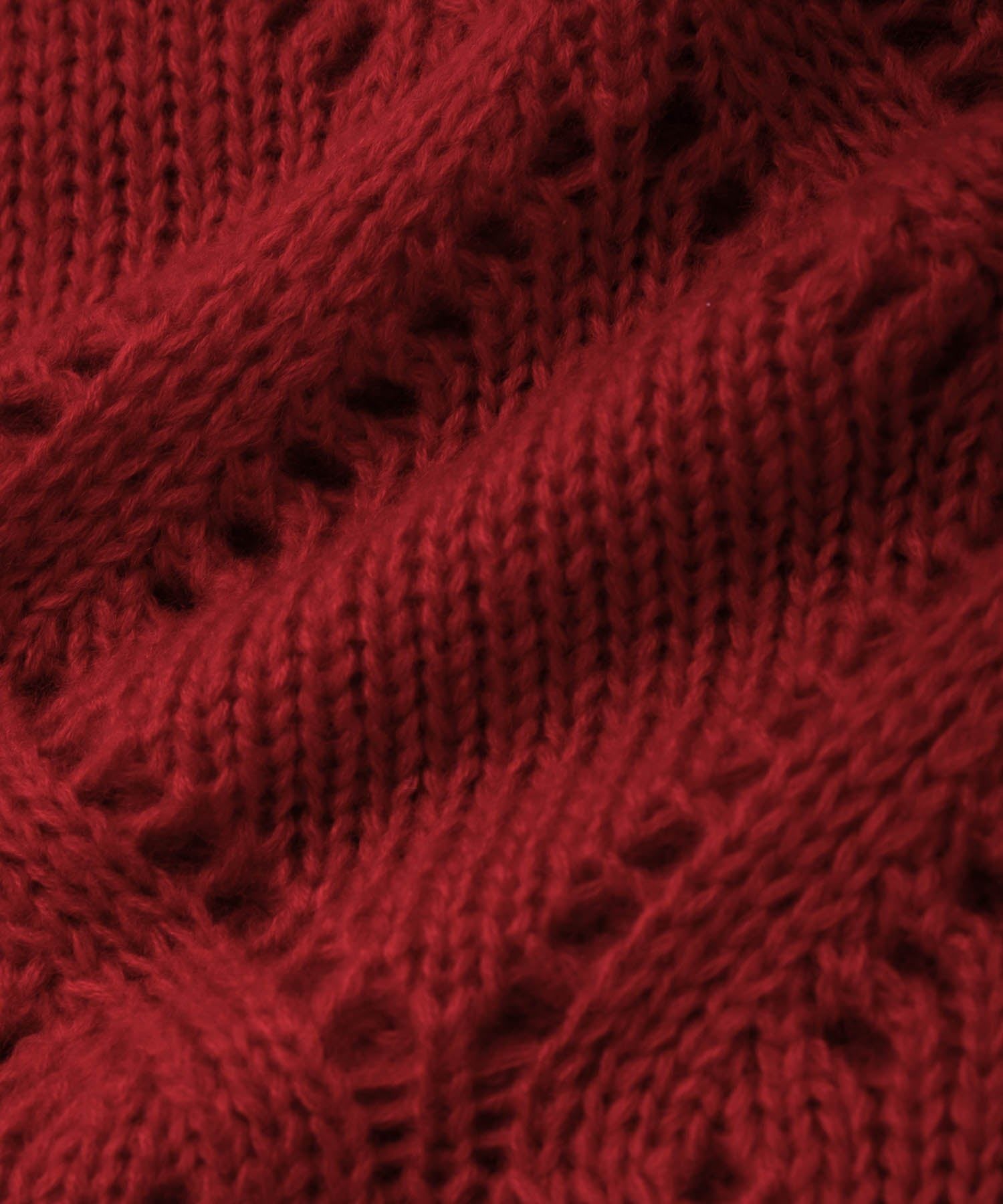 マックハウス Mac-House ダイヤ柄透かし編みニットプルオーバー (レッド) レッド