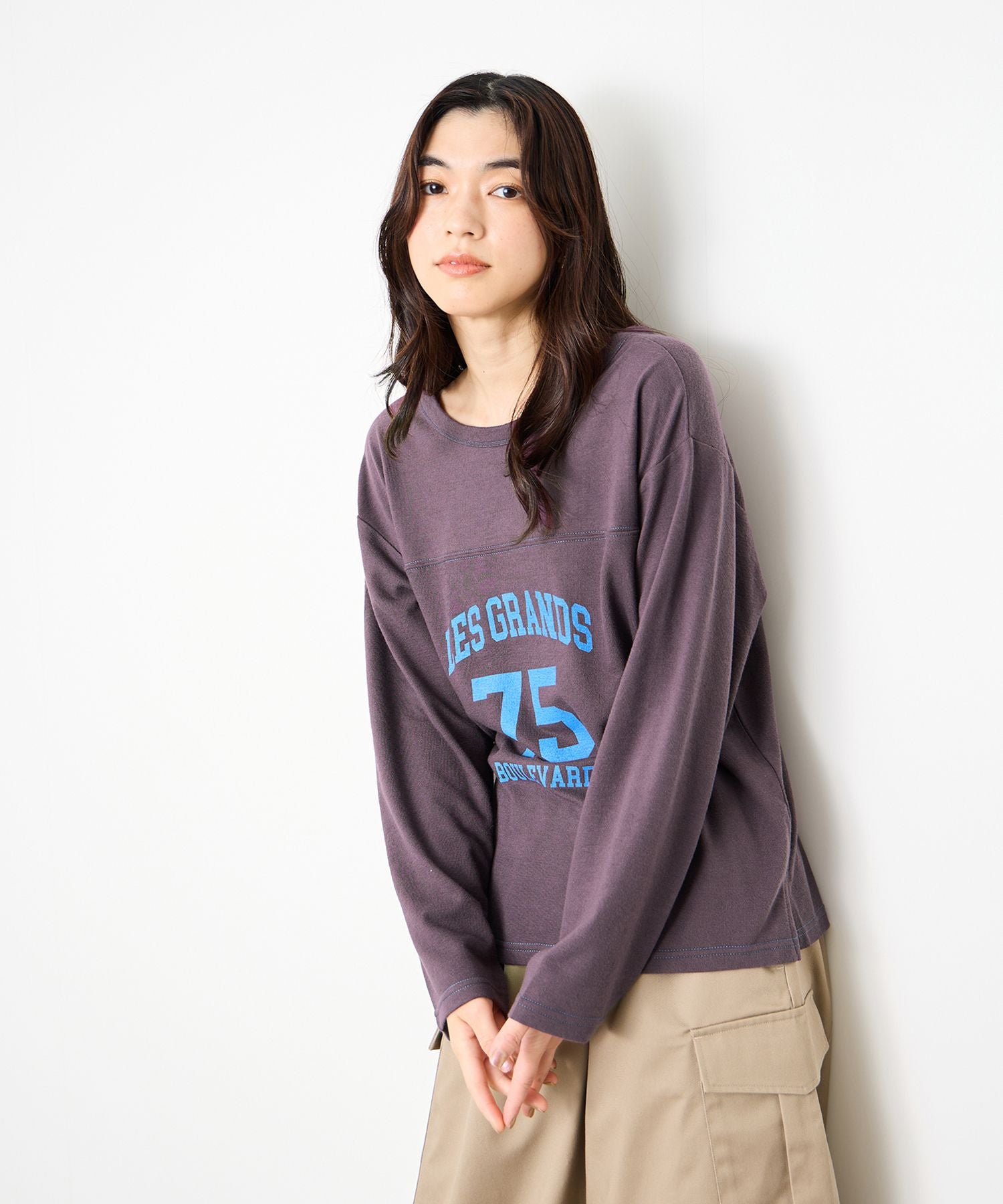 マックハウス Mac-House 2WAYフットボールロゴTシャツ (ボルドー) ボルドー