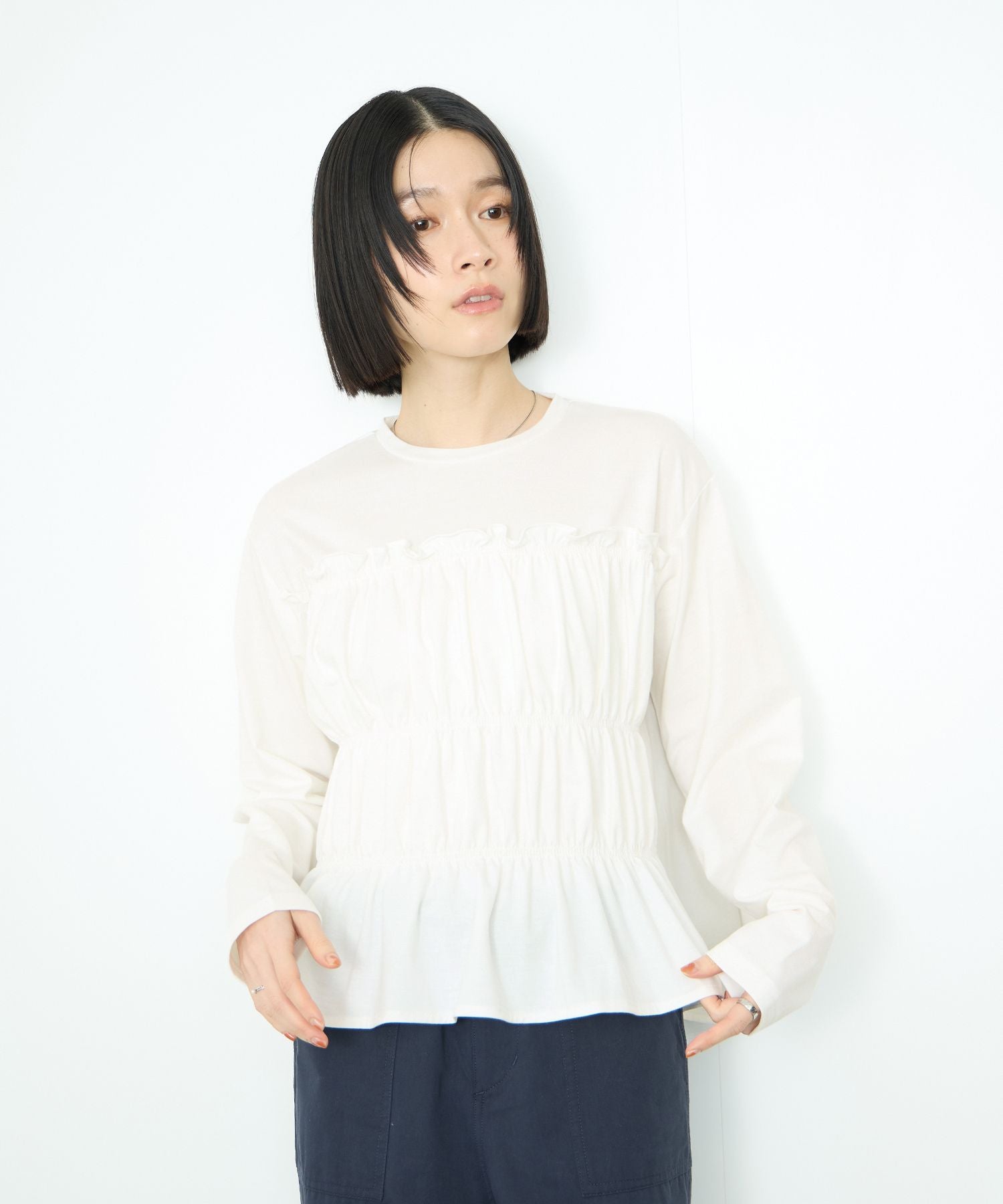 マックハウス Mac-House シャーリングギャザープルオーバー (グレー) グレー