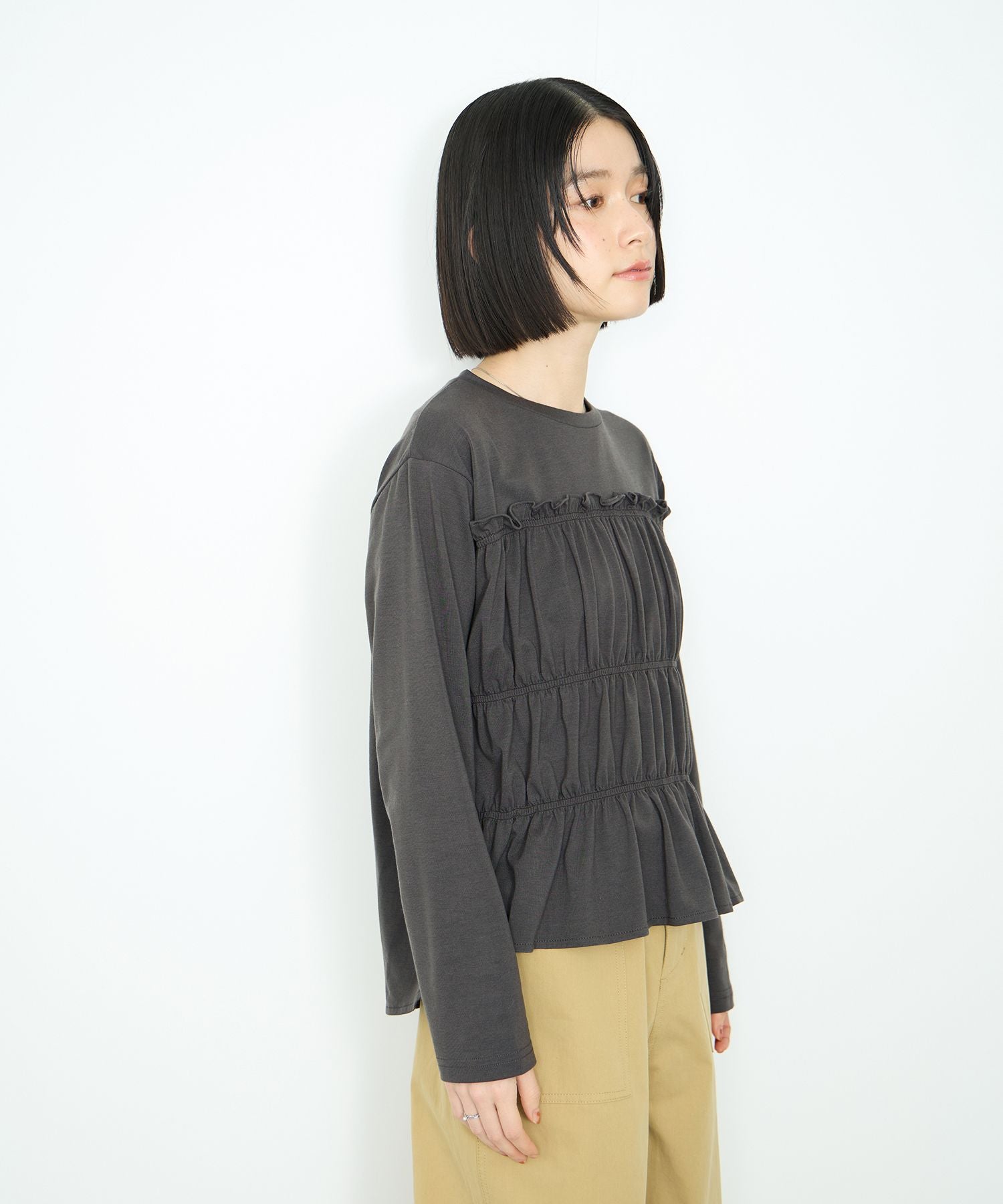 マックハウス Mac-House シャーリングギャザープルオーバー (グレー) グレー