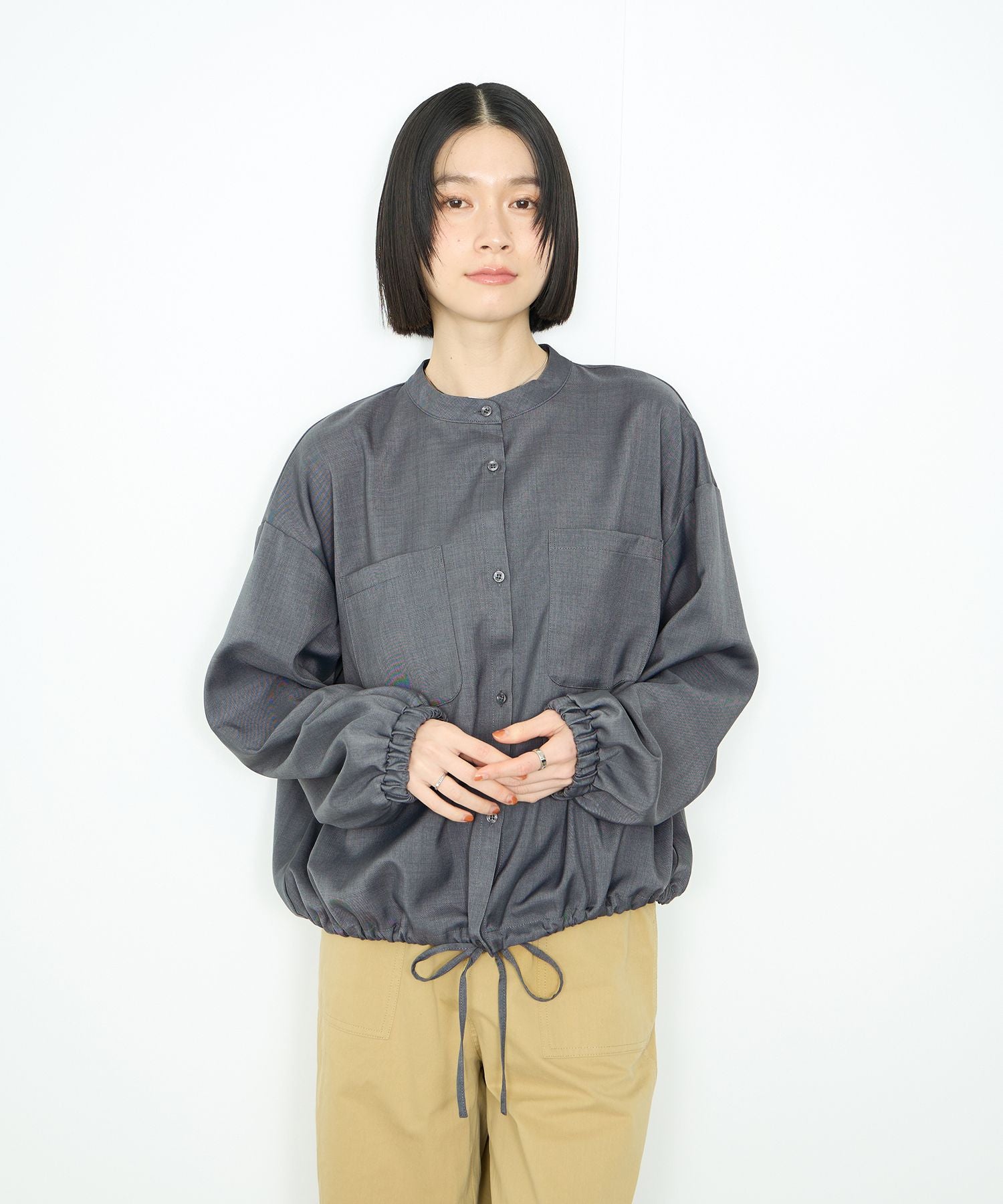 マックハウス Mac-House 裾ドロストブラウス (モカ) モカ