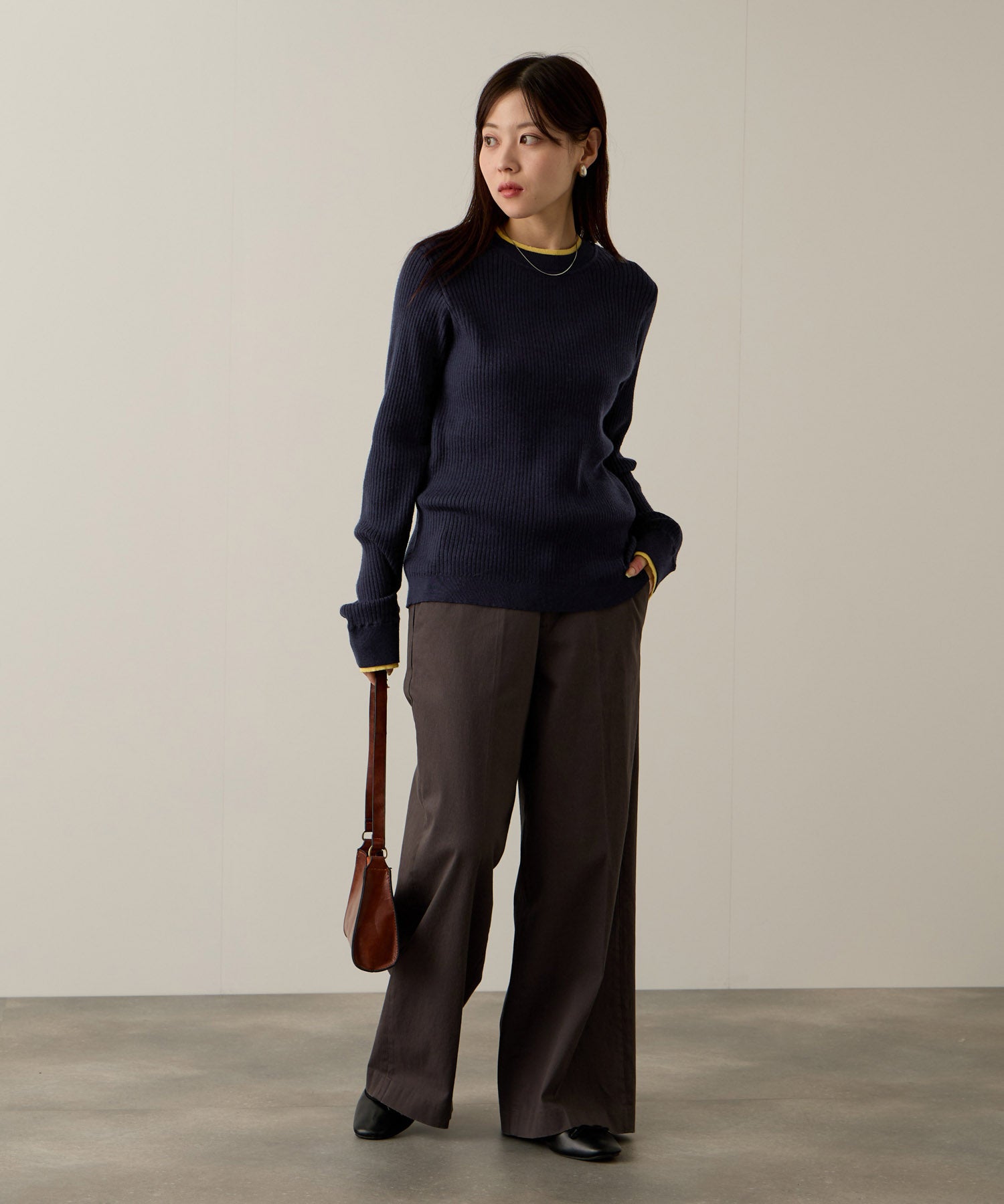 マックハウス Mac-House 配色リブインナープルオーバー (グレー×サックス) グレー×サックス