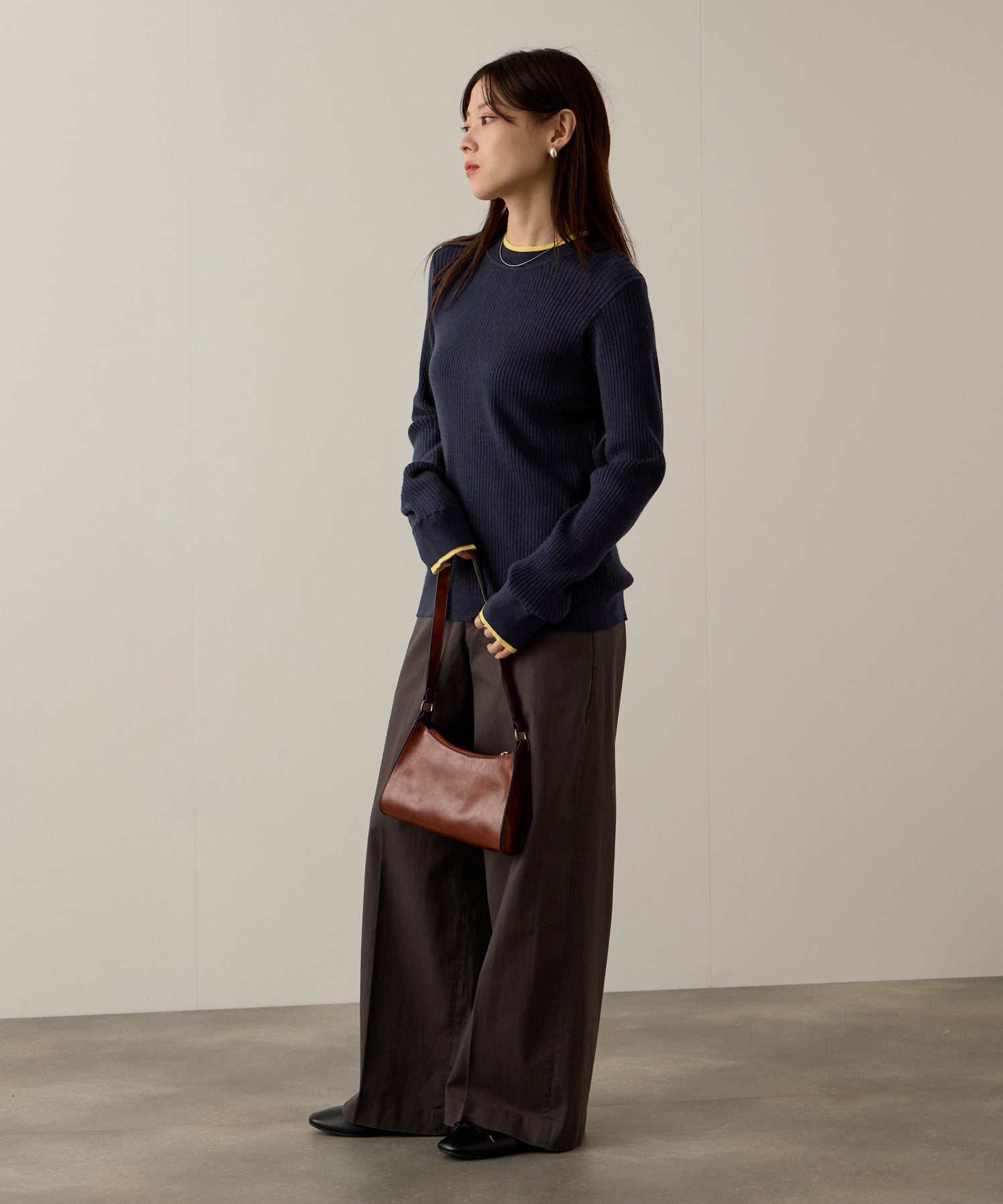 マックハウス Mac-House 配色リブインナープルオーバー (グレー×サックス) グレー×サックス