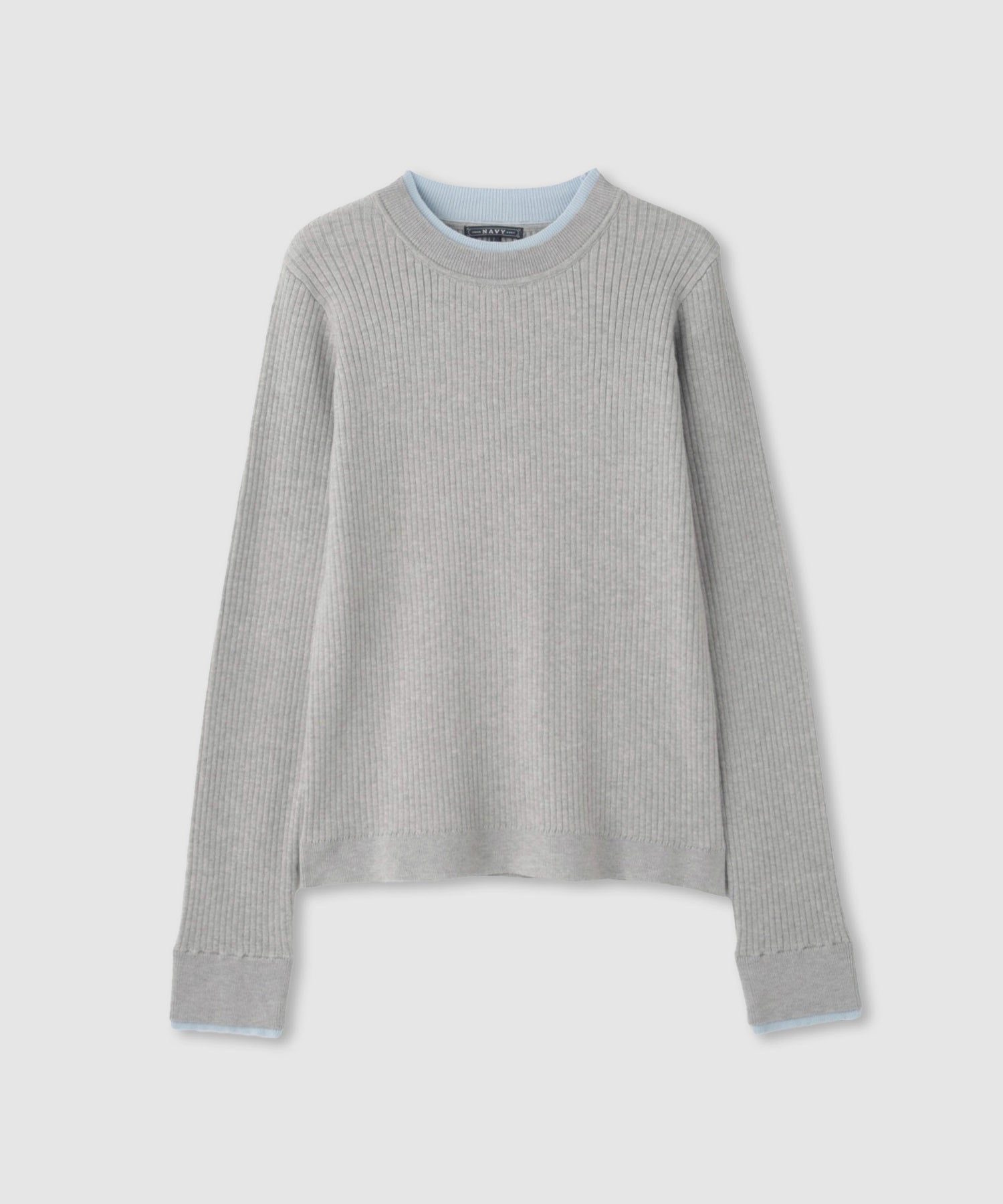 マックハウス Mac-House 配色リブインナープルオーバー (グレー×サックス) グレー×サックス