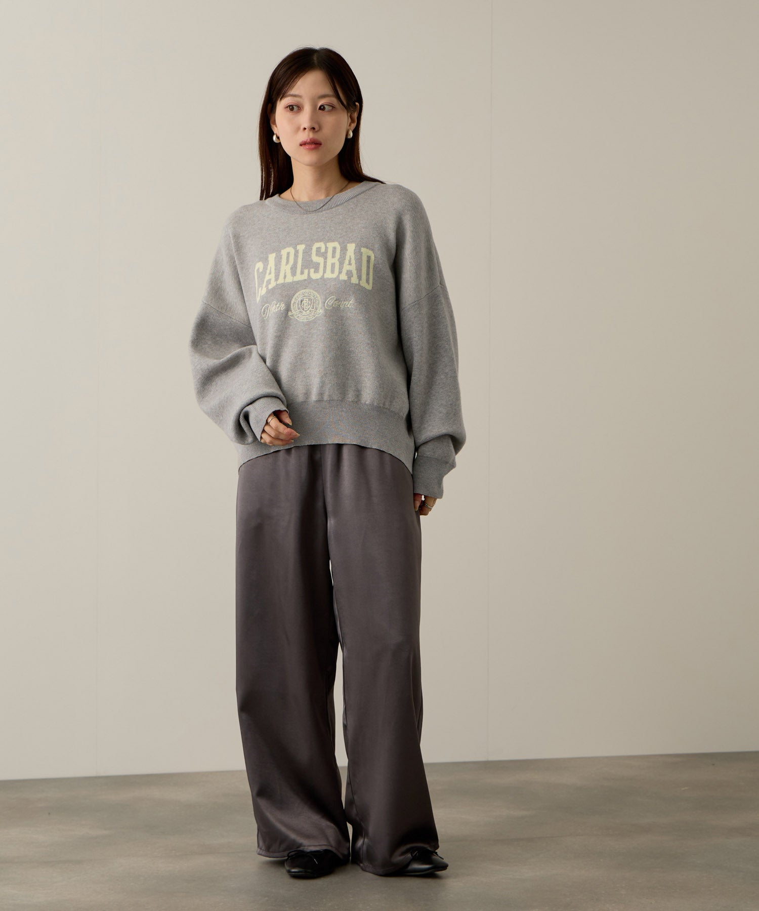 マックハウス Mac-House カレッジロゴWジャガードニット (ネイビー×グレー) ネイビー×グレー