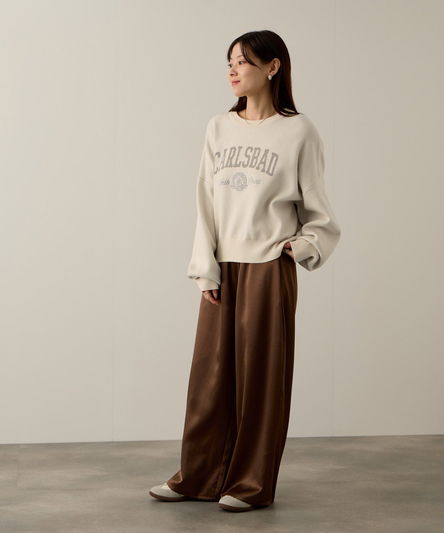 マックハウス Mac-House カレッジロゴWジャガードニット (ネイビー×グレー) ネイビー×グレー