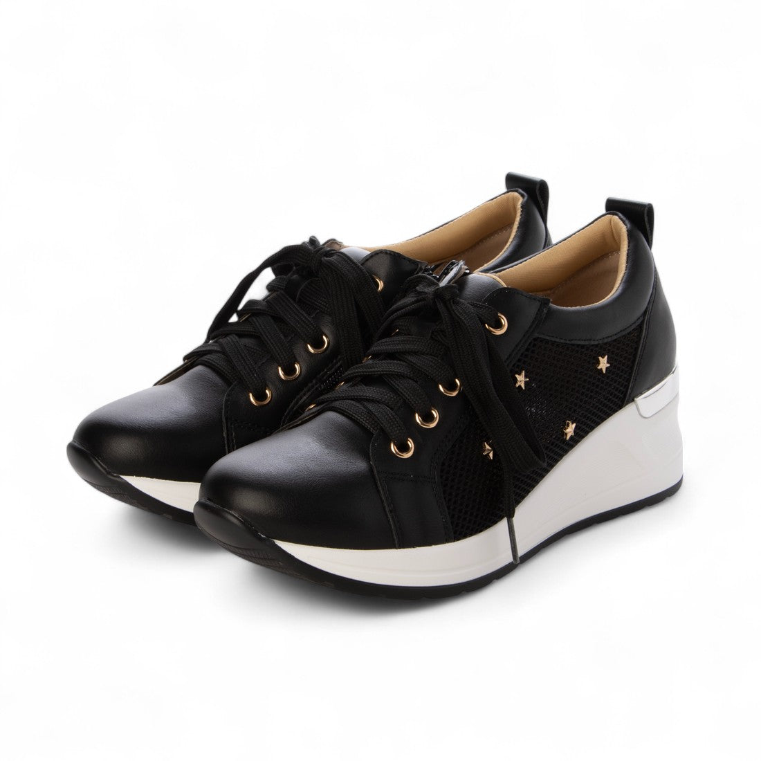 マリカ MARIKA 4E星モチーフ付サイドメッシュスニーカー (黒) 黒