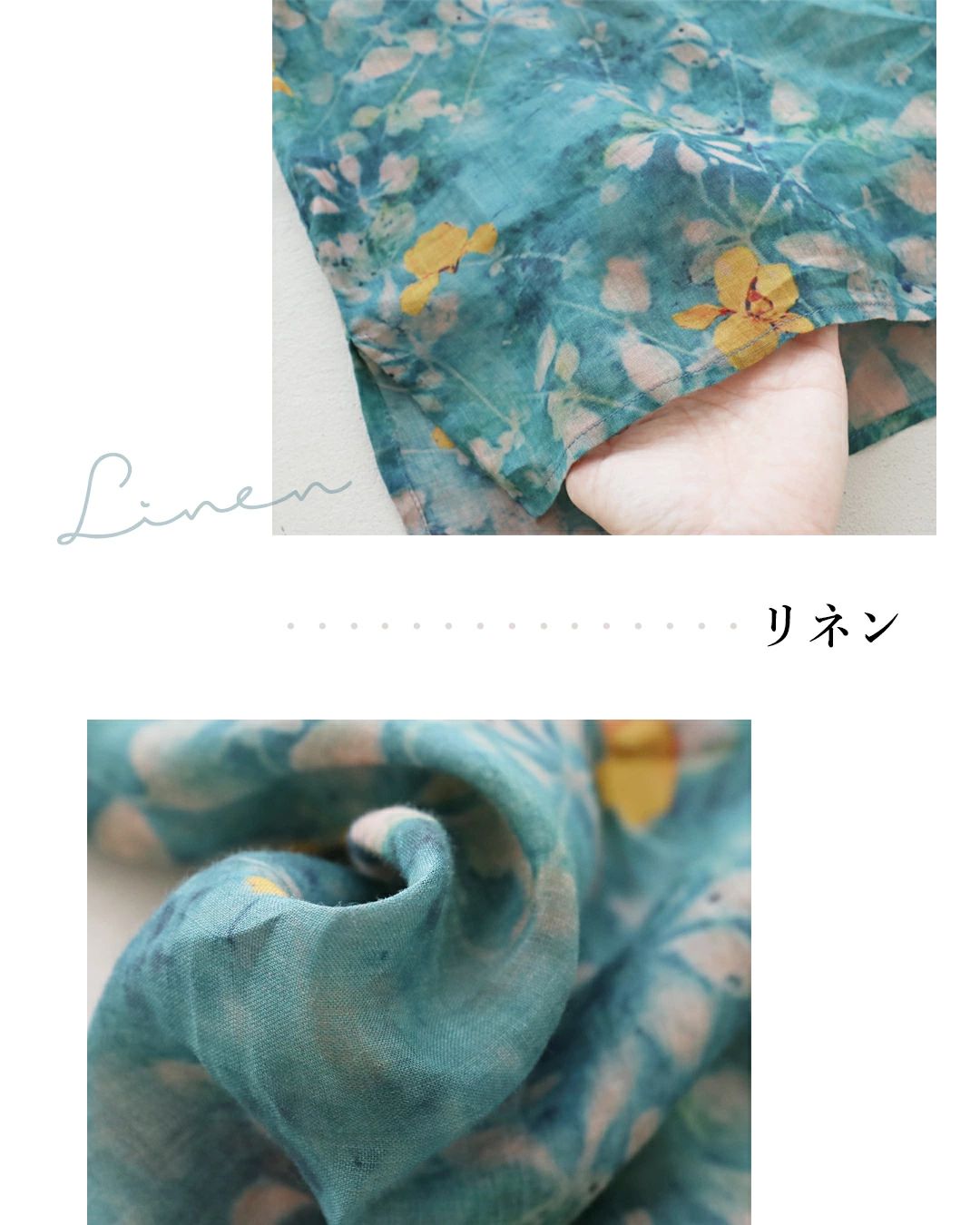 サンポクシェル sanpo kuschel 【一目惚れ水彩花リネンブラウス】 (グリーン) グリーン