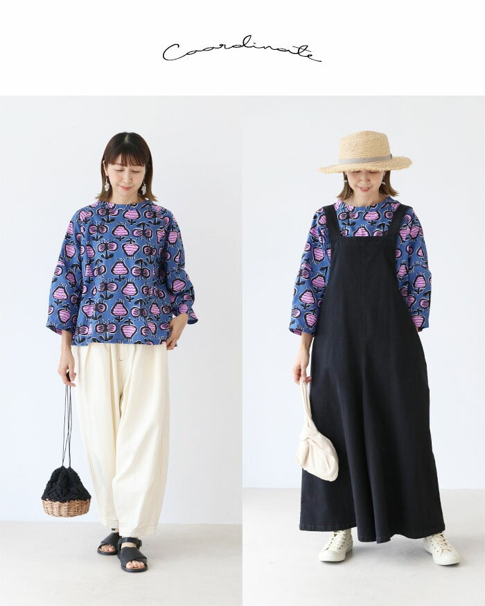 サンポクシェル sanpo kuschel 柄で魅せる北欧の美意識トップス (ブルー) ブルー