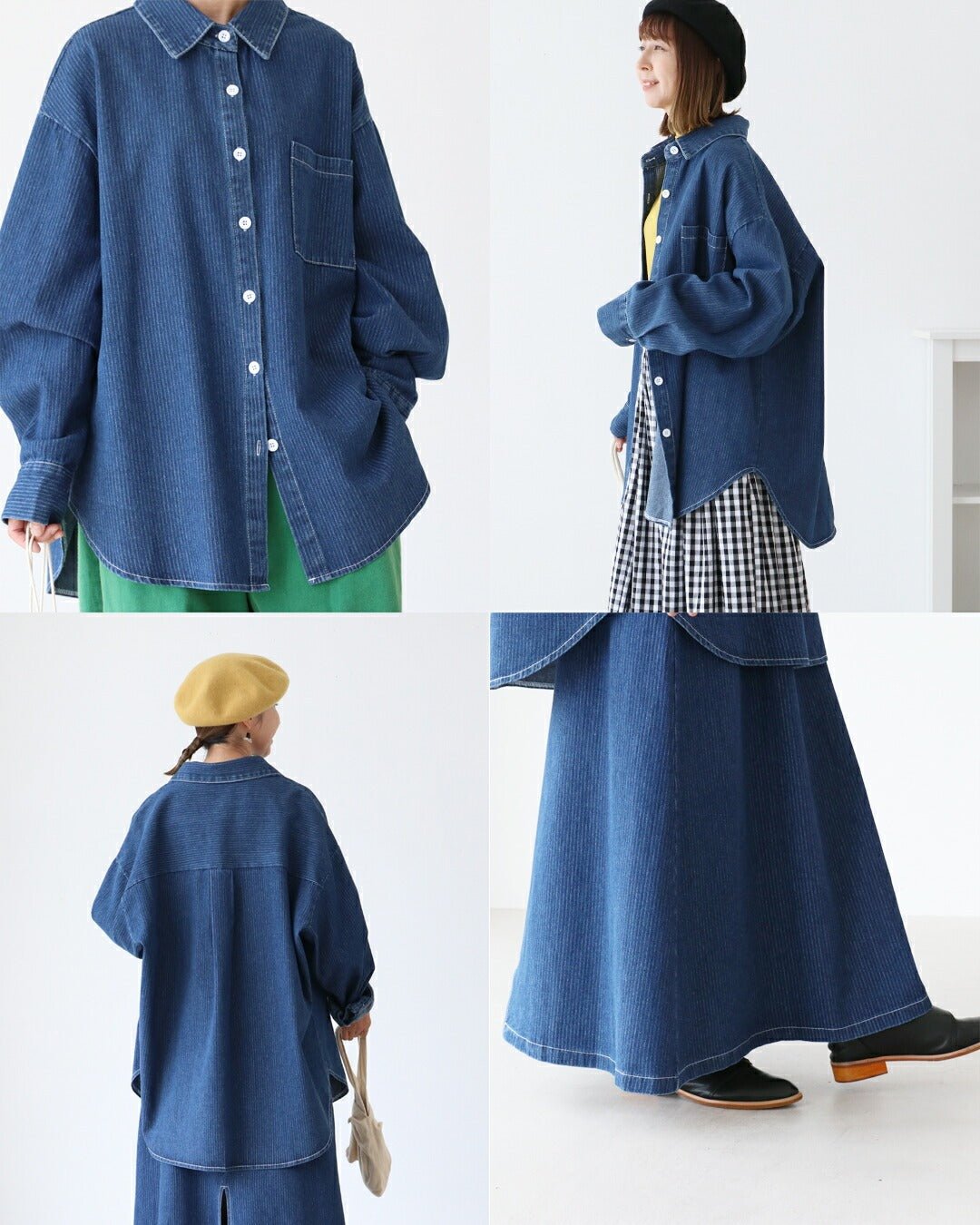 サンポクシェル sanpo kuschel 体型カバーも叶うストライプセットアップ (ブルー) ブルー