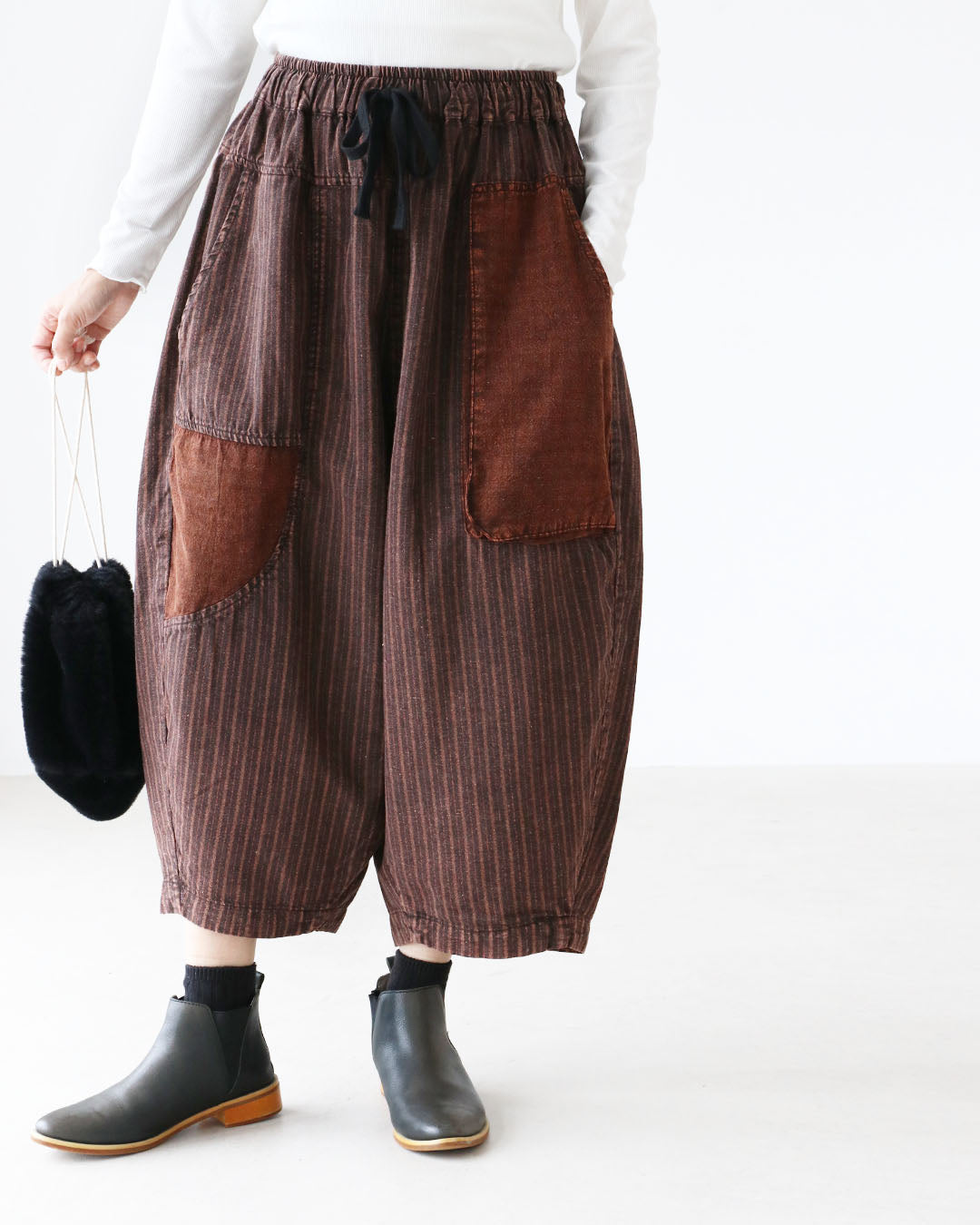 サンポクシェル sanpo kuschel 足元コーデが楽しくなる絶妙丈パンツ (ブラウン) ブラウン