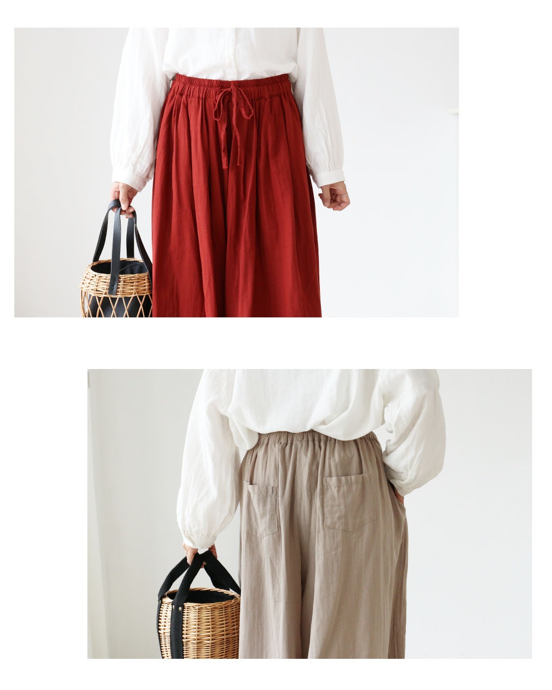 サンポクシェル sanpo kuschel 〈全2色〉ゆったりダブルガーゼパンツ (レッド) レッド