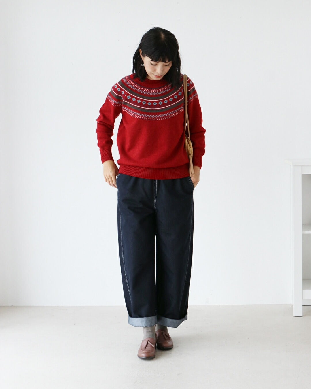 サンポクシェル sanpo kuschel 配色デニムパンツ (ブラウン) ブラウン