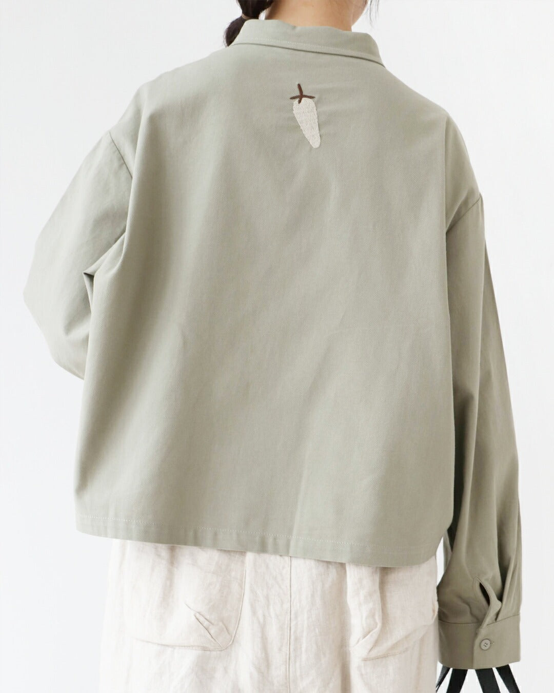 サンポクシェル sanpo kuschel たべもの刺繍シャツ (グリーン) グリーン