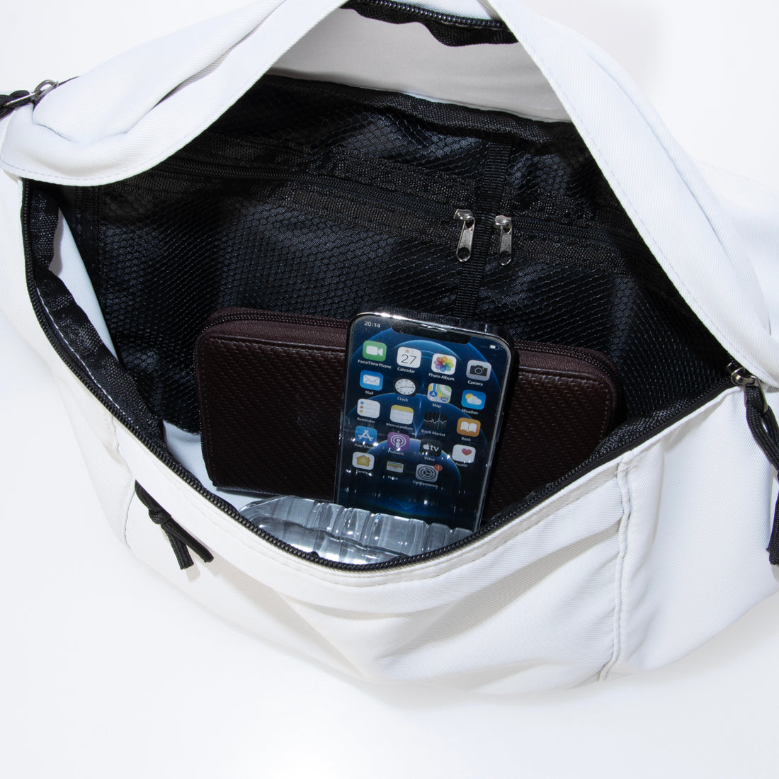 モーヴ mauve ボディバッグ 2室構造 斜め掛け ショルダー カジュアル ユニセックス 軽量 (ホワイト) ホワイト