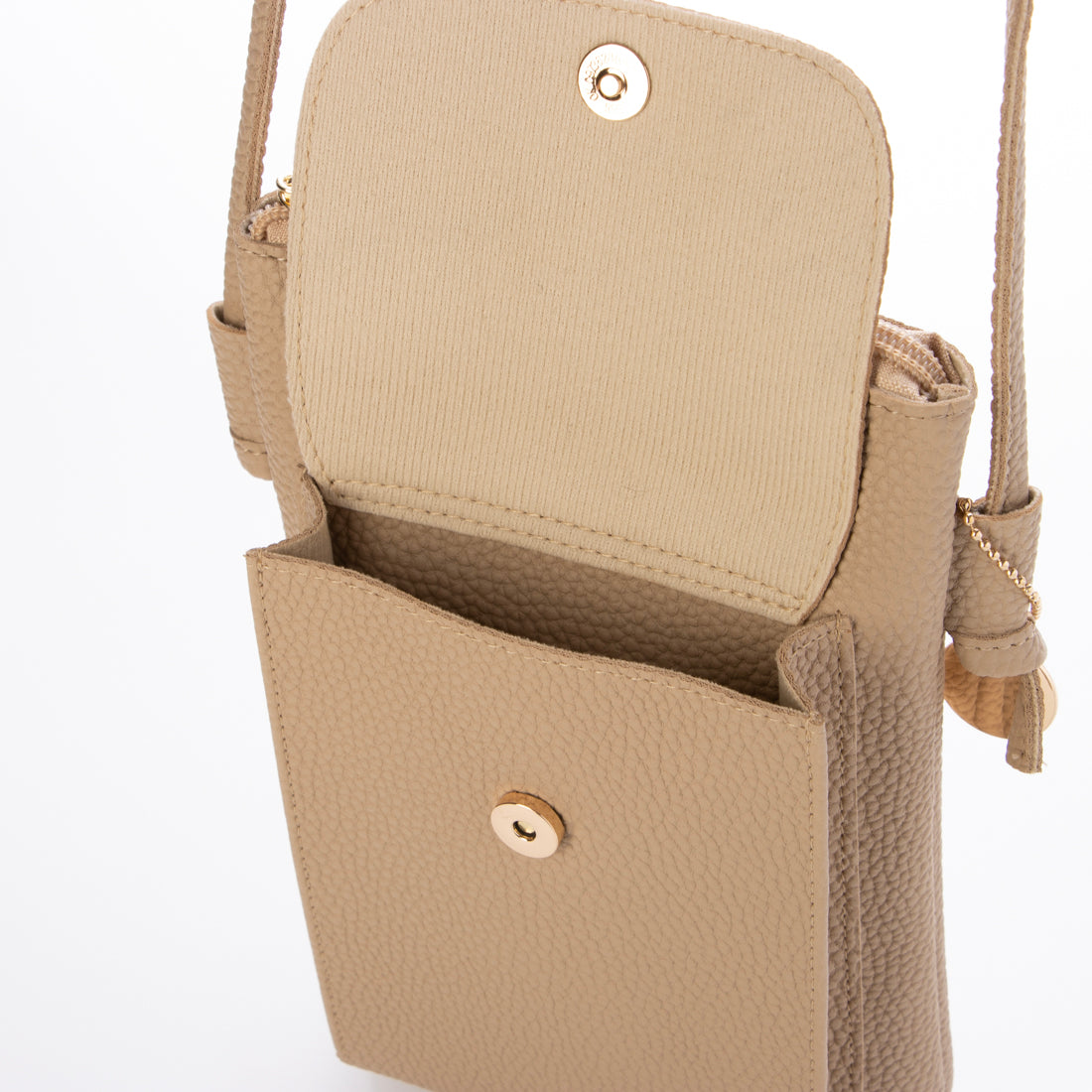 モーヴ mauve フロントフラップポケットスマホショルダー 【Lサイズシリーズ】 (ベージュ) ベージュ