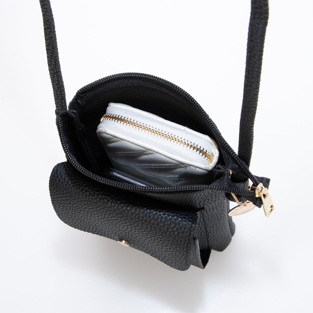 モーヴ mauve フロントフラップポケットスマホショルダー 【Lサイズシリーズ】 (ブラック) ブラック