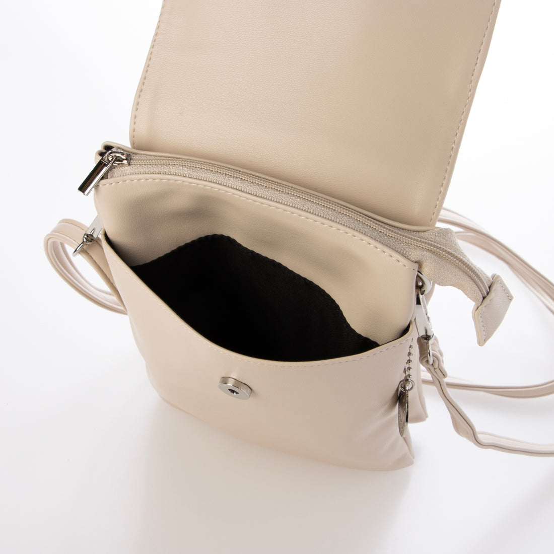 モーヴ mauve スマホショルダー 4ポケットフラップ型 ミニショルダー (グレージュ) グレージュ