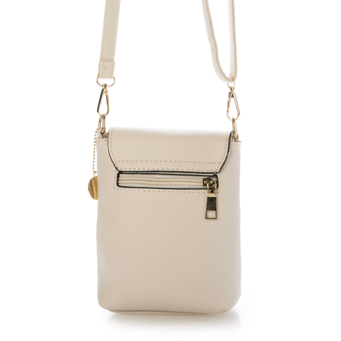 モーヴ mauve スマホショルダー ベルトアクセントフラップ ミニショルダー (ホワイト) ホワイト