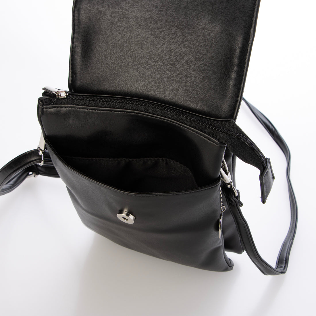 モーヴ mauve スマホショルダー 4ポケットフラップ型 ミニショルダー (ブラック) ブラック