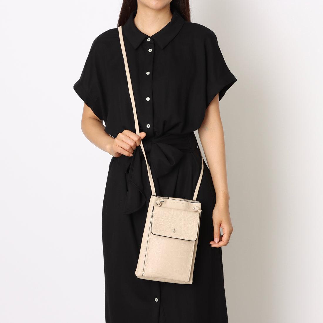 モーヴ mauve スマホショルダー 外ポケット付き ミニショルダー (ベージュ) ベージュ