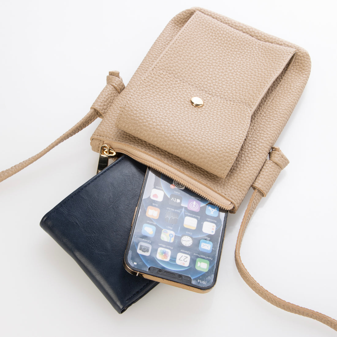 モーヴ mauve フロントフラップポケットスマホショルダー (ベージュ) ベージュ