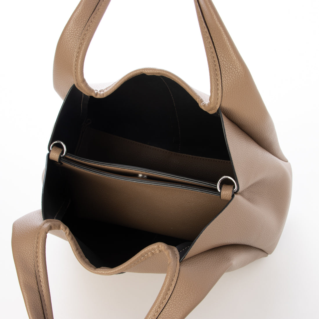 モーヴ mauve コロンとしたフォルムの2WAY台形トートバッグ ショルダー付き|きれいめ シンプル 肩掛け 斜めがけ (モカ) モカ