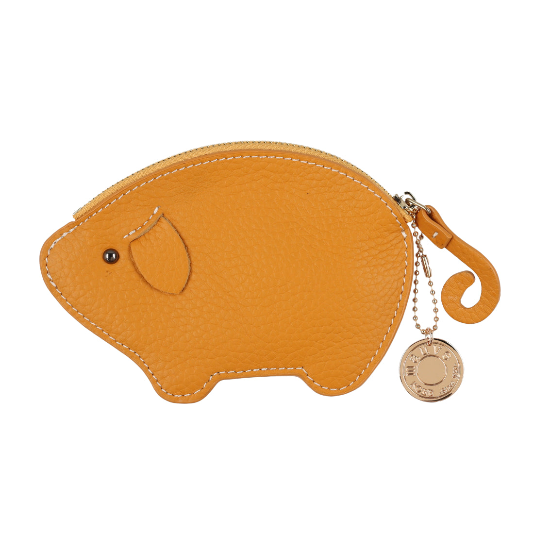 Mauve Genuine Leather Pig Motif Coin Case with Keychain Mini Wallet Coin  Purse Key Case Card Storage