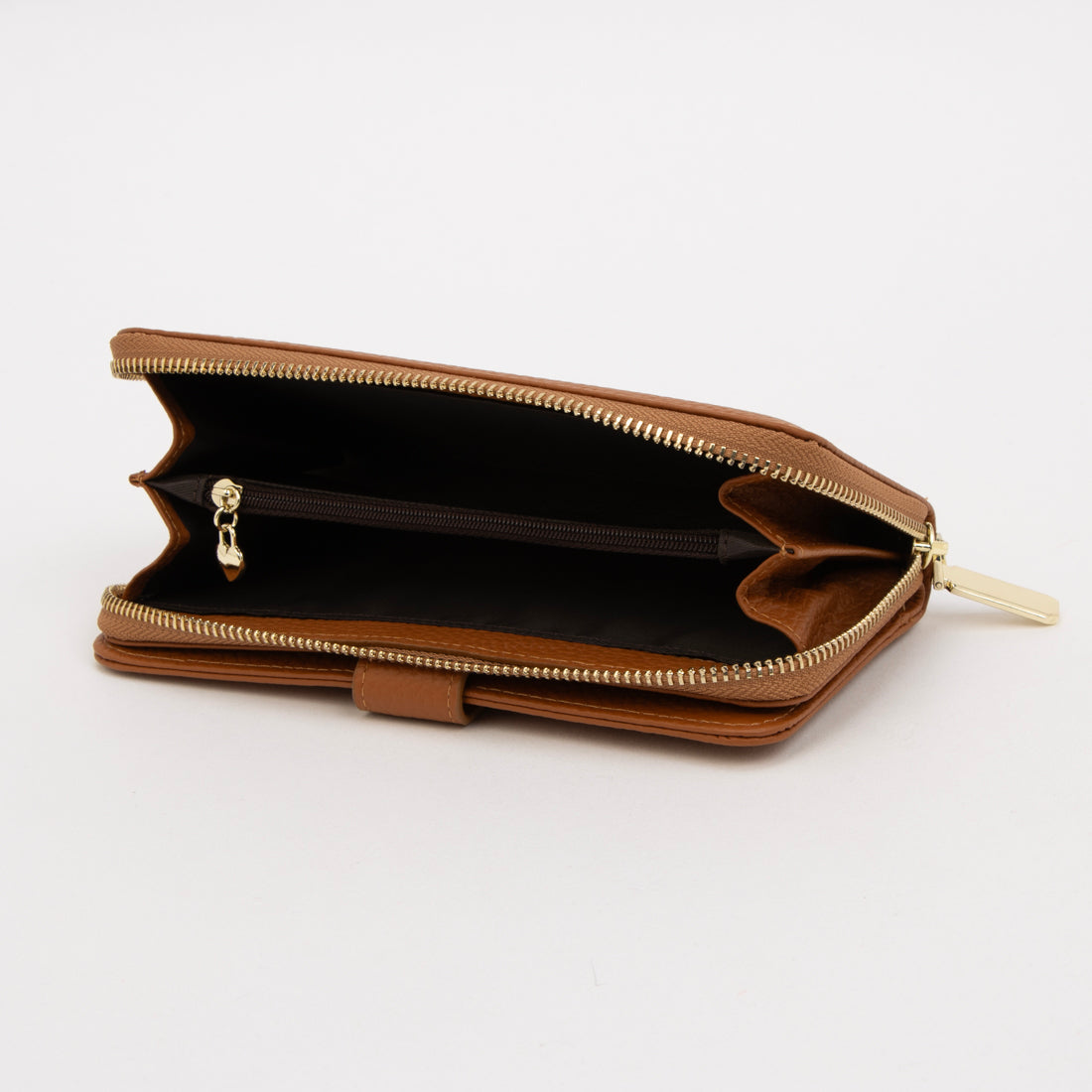 モーヴ mauve 本革 レザーラウンドファスナー長財布 ストラップ付き 多収納 (キャメル) キャメル