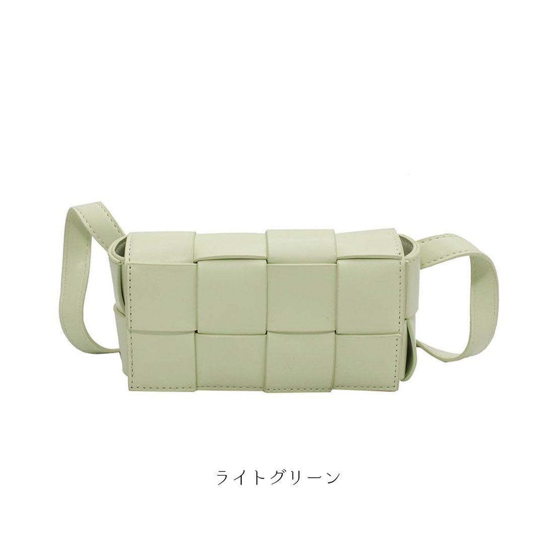 メゾンドラティール maison de LATIR 編み込みレザースクエアミニバッグ ミニショルダー(ブラック) ブラック