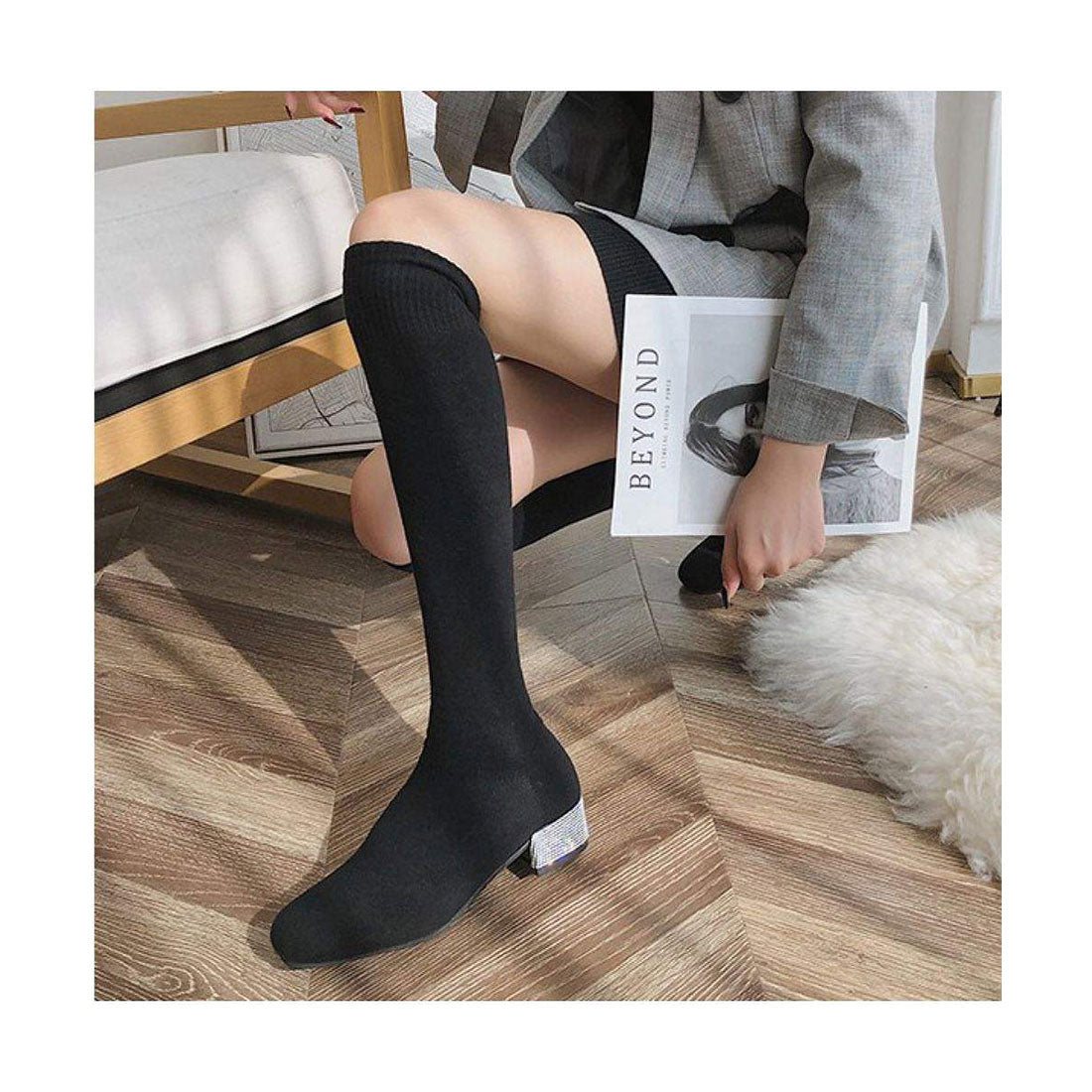 メゾンドラティール maison de LATIR ロングソックスブーツ ミュールパンプス(ブラック) ブラック