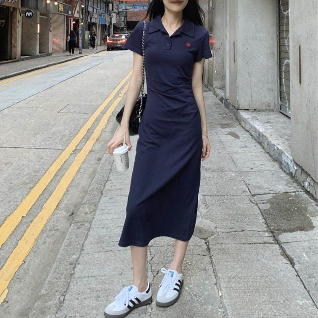 メゾンドラティール maison de LATIR きちんと見えポロシャツワンピース (グレー) グレー