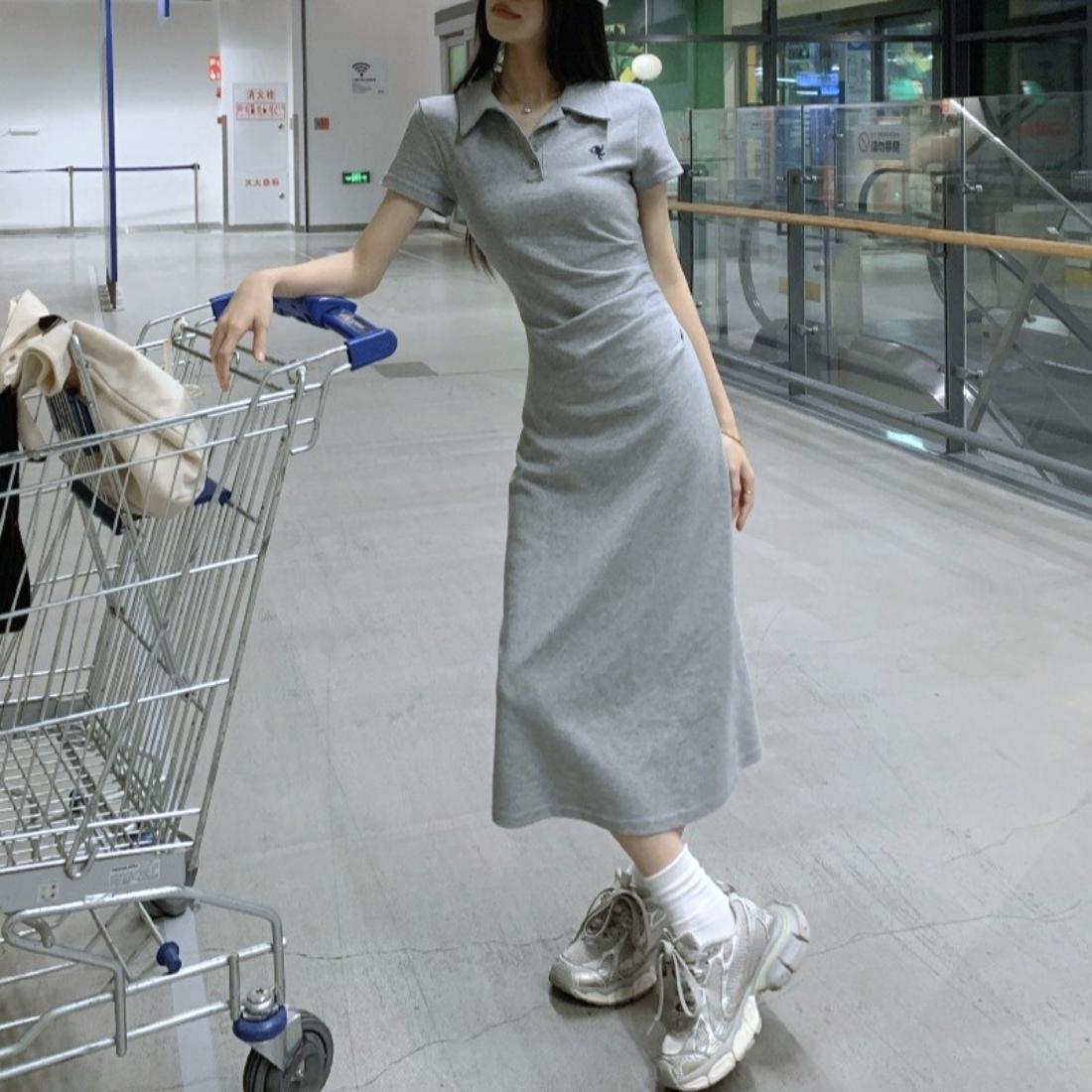 メゾンドラティール maison de LATIR きちんと見えポロシャツワンピース (グレー) グレー