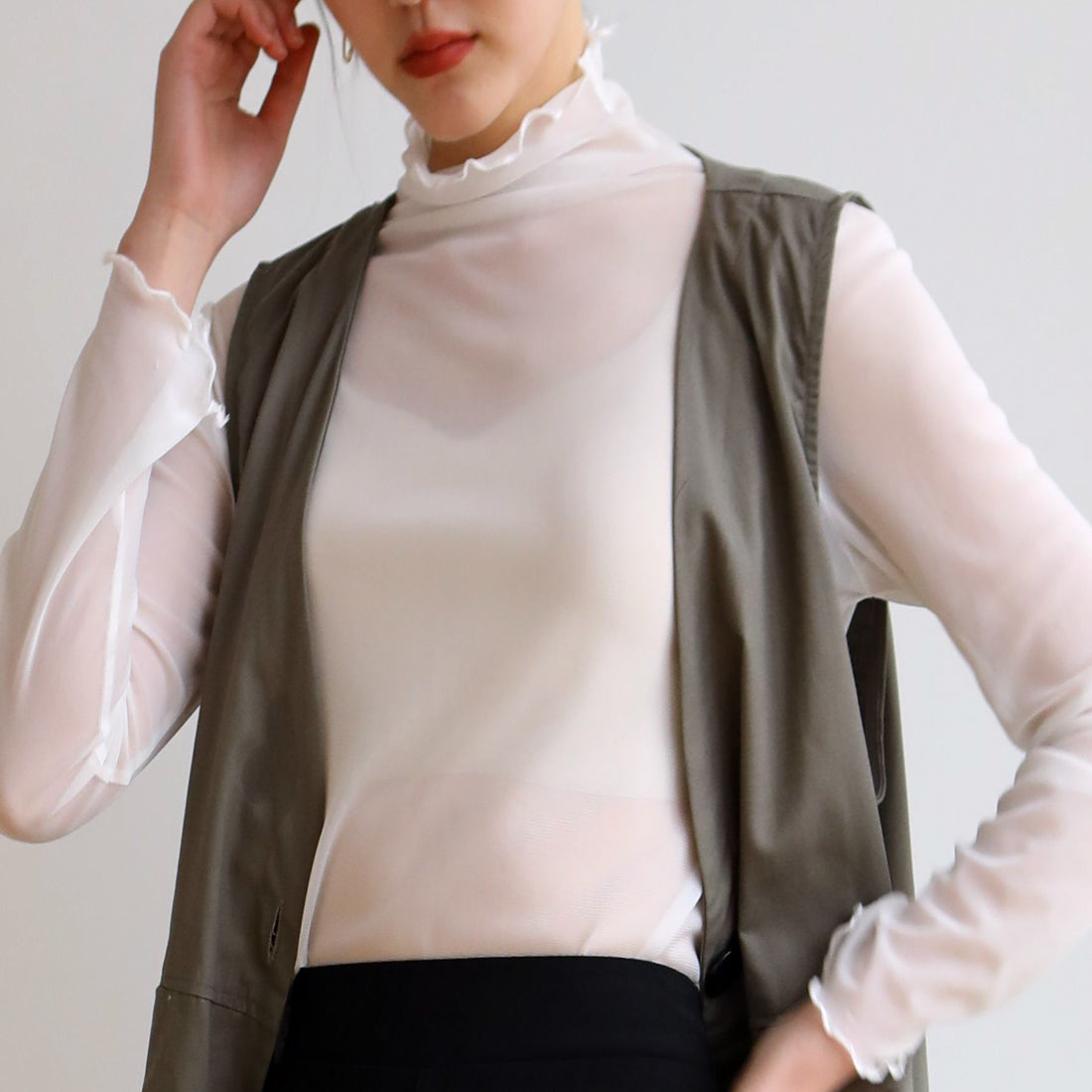 メゾンドラティール maison de LATIR 重ね着用アイテムインナーウェアー シアー素材 (ホワイト) ホワイト