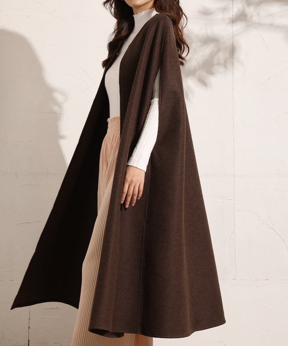 メゾンドラティール maison de LATIR ノースリーブミドル丈コート ベスト・ジレ (ブラウン) ブラウン